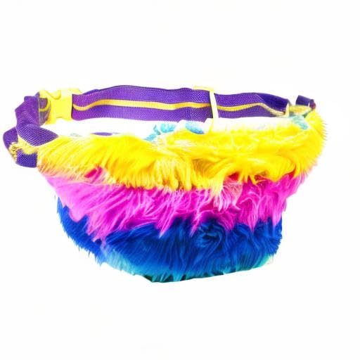 Funny Guy Mugs Bright Lights Rainbow Fur Fanny Pack - Trendy Waist Bag for Festivals, Raves & Outdoor Adventures