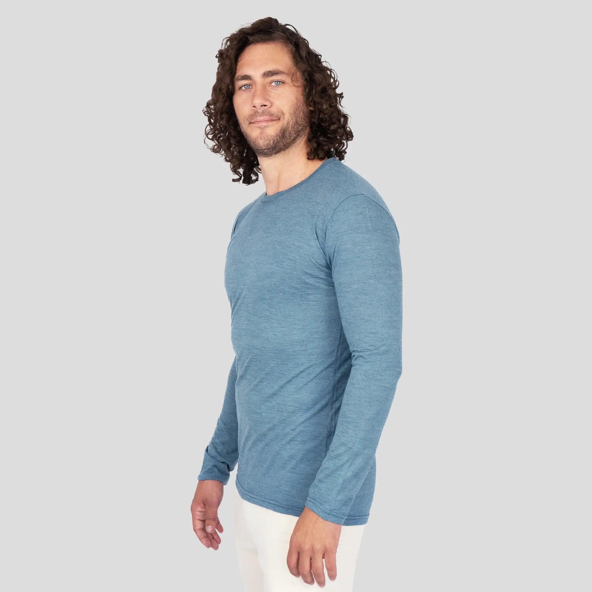 Premium Men's Alpaca Wool Long Sleeve T-Shirt - 160 Ultralight Thermal Base Layer for Hiking, Camping & Winter Outdoor Activities