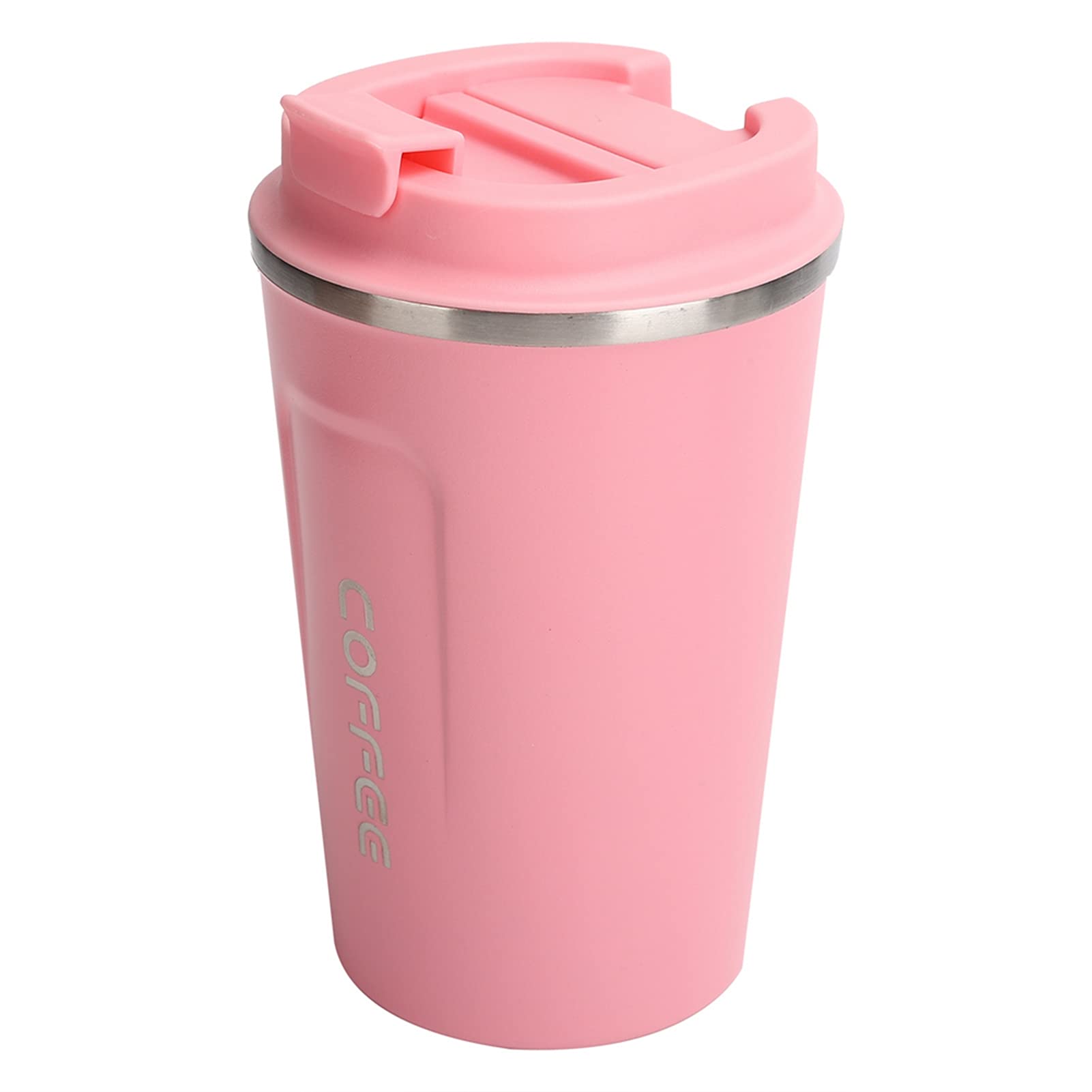 380ml Vacuum Insulated Stainless Steel Travel Coffee Mug - Double Wall Leakproof Thermo Cup with Lid for Car, Office & Outdoor Use (Pink)