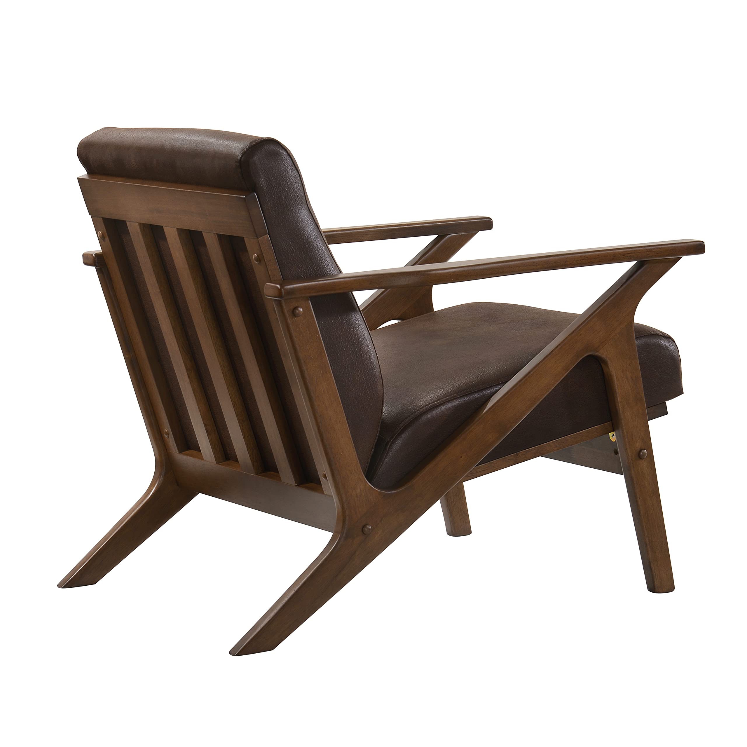 Mid Century Modern Accent Chair - Solid Wood Frame Armchair in Brown/Walnut for Living Room, Bedroom & Reading Nook - Stylish Home Furniture for Relaxation & Decor
