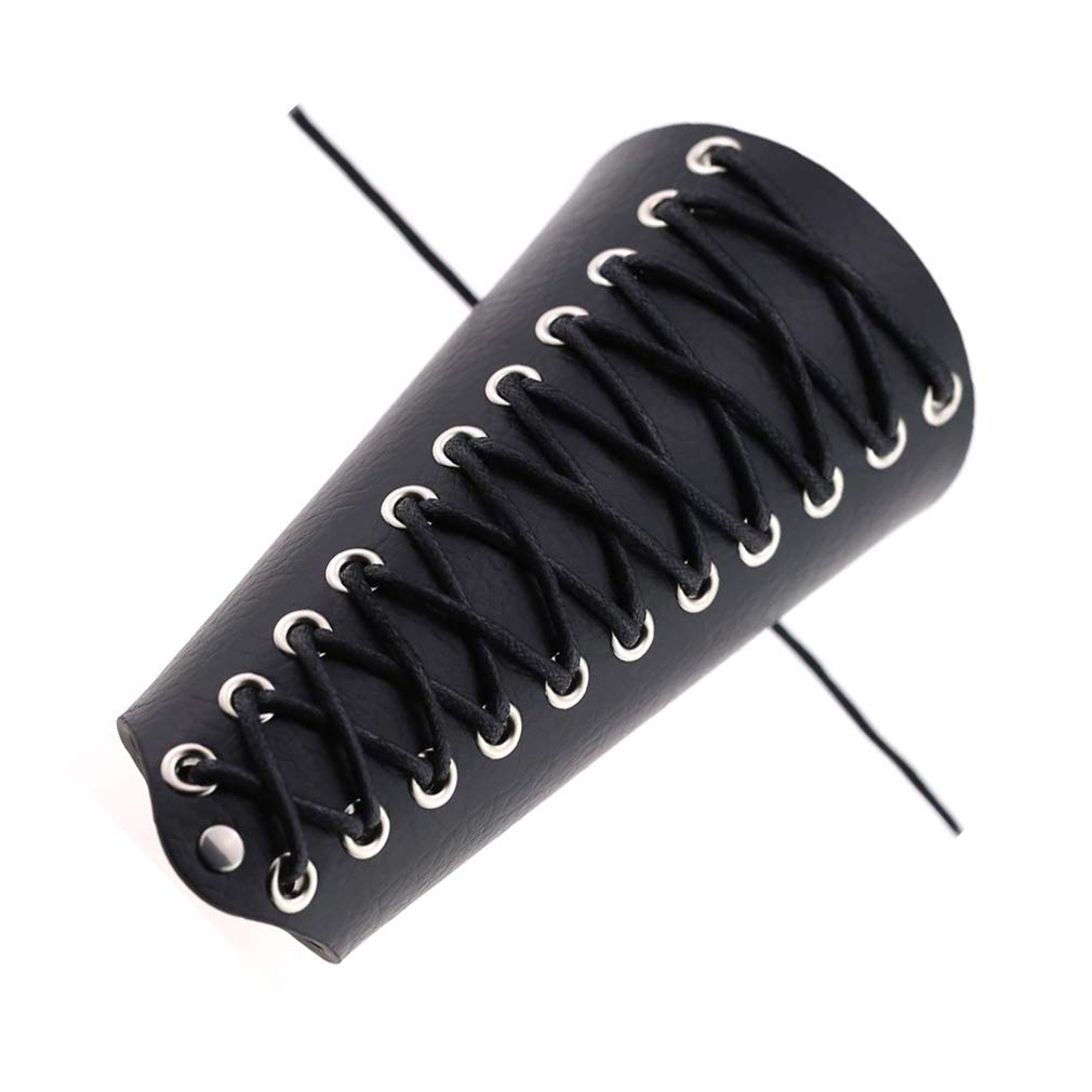 Unisex Faux Leather Gauntlet Wristband - Punk Gothic Rock Bracelet with Lace Up Design - Wide Arm Armor Cuff for Men & Women - Perfect for Concerts, Cosplay, Halloween and Alternative Fashion