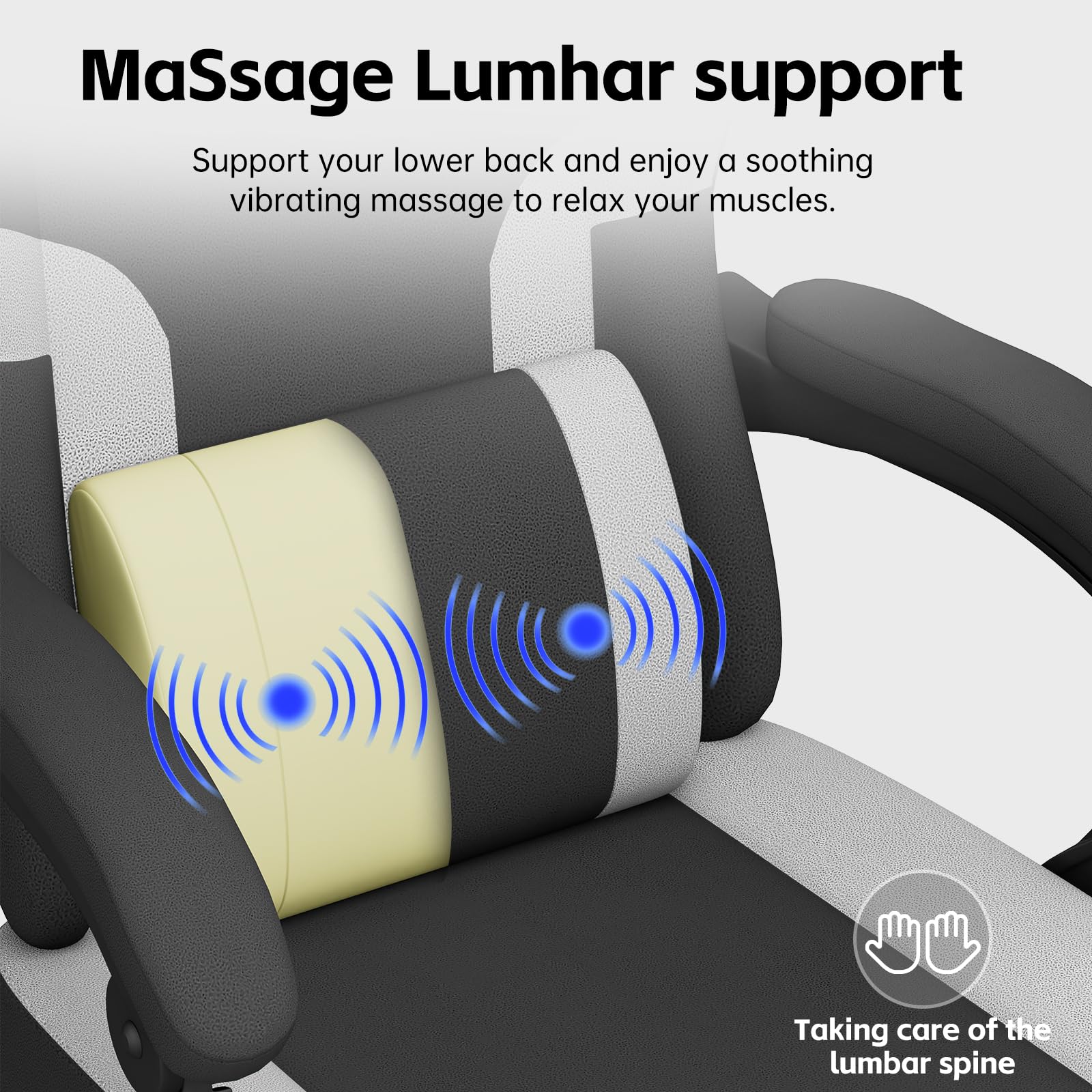 Ergonomic Gaming Chair with Footrest & Lumbar Support - High Back Computer Chair with Massage, Reclining & Swivel Features for Adults - 300LBS Capacity (Black-Grey) - Perfect for Home Office, Gaming Setup & Workstation Comfort