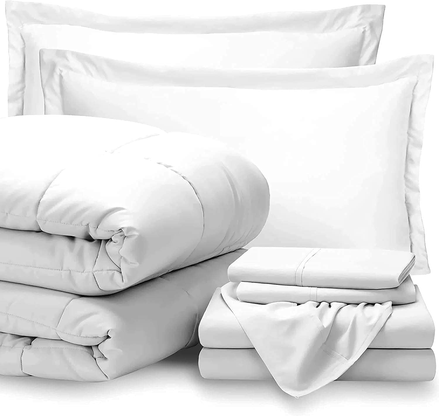 7-Piece California King Bed-in-a-Bag Comforter Set - 600 Thread Count 100% Cotton, 18
