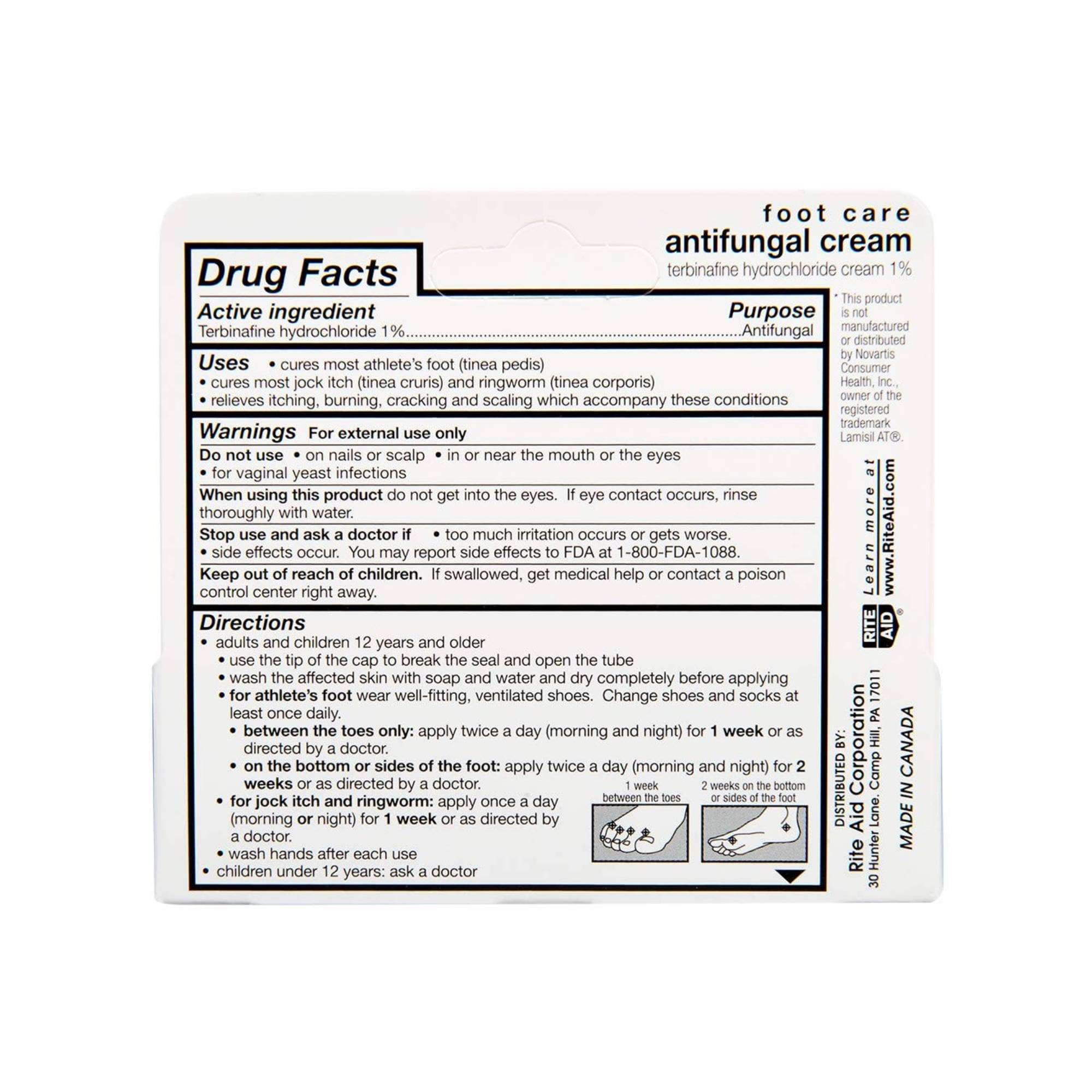 Rite Aid Antifungal Cream 1% Terbinafine Hydrochloride - Prescription Strength Athlete's Foot Treatment (0.5 oz) - Relieves Itching, Burning & Cures Most Fungal Infections - Perfect for Gym, Pool & Locker Room Use