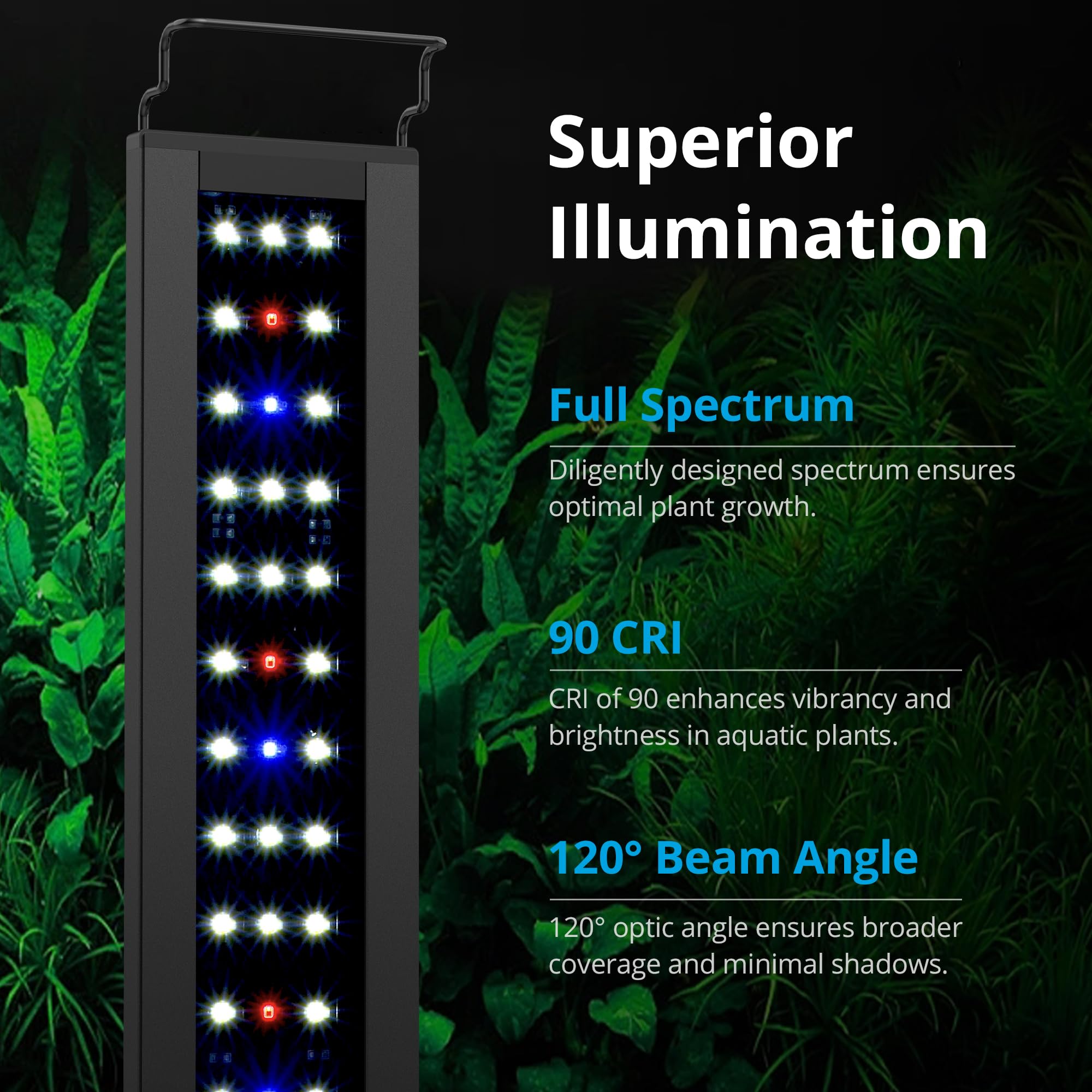 NICREW C10 Full Spectrum LED Aquarium Light for Plants - 18-24 Inch Fish Tank Light with Timer, Day/Night Cycle & Adjustable Brightness (13W) - Perfect for Freshwater Planted Tanks & Aquatic Gardens