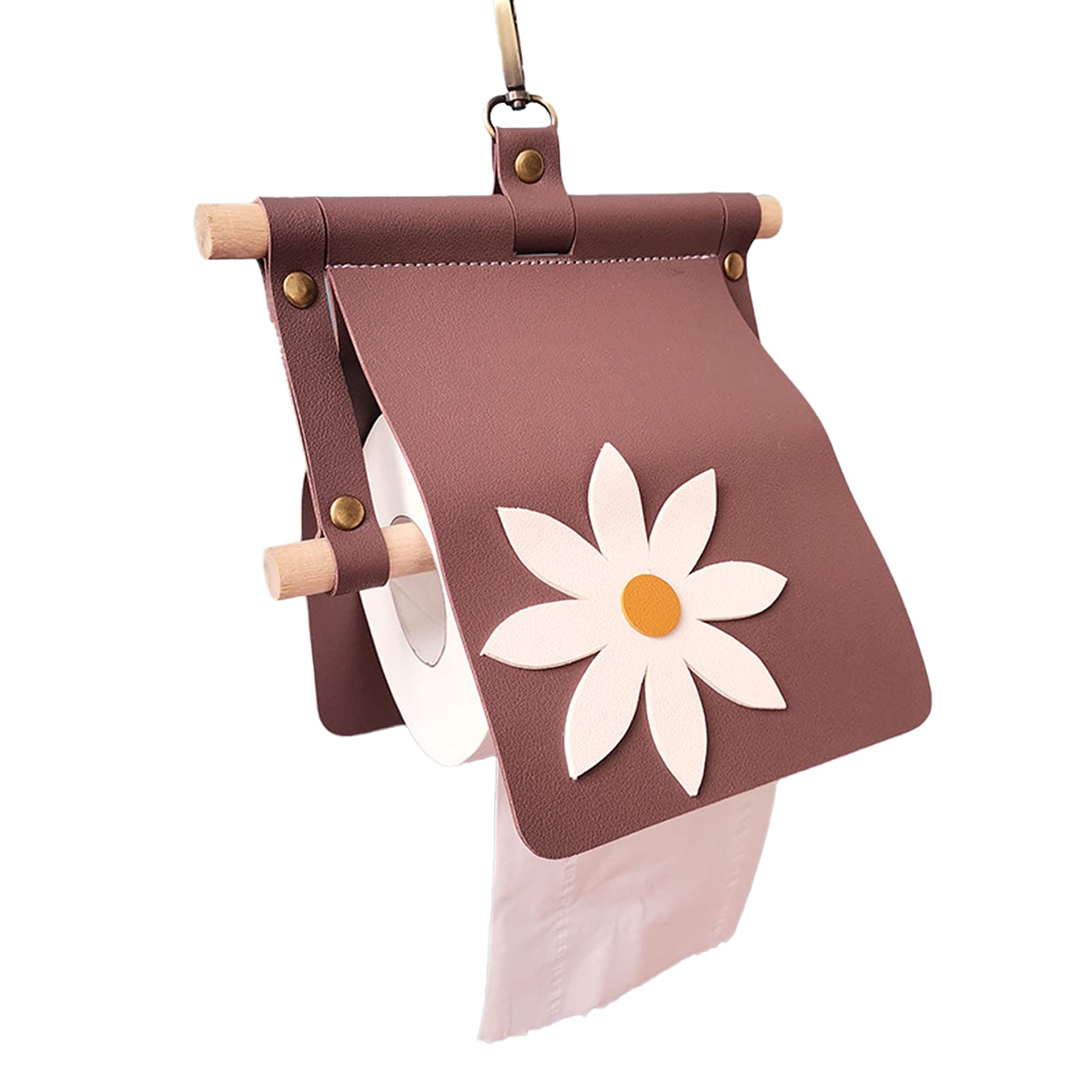 Wall Mounted Faux Leather Paper Towel Holder - Stylish Toilet Paper Rack Organizer for Kitchen, Bathroom & Home Decor - Purple Tissue Box Storage (Perfect for Small Spaces & Modern Interiors)