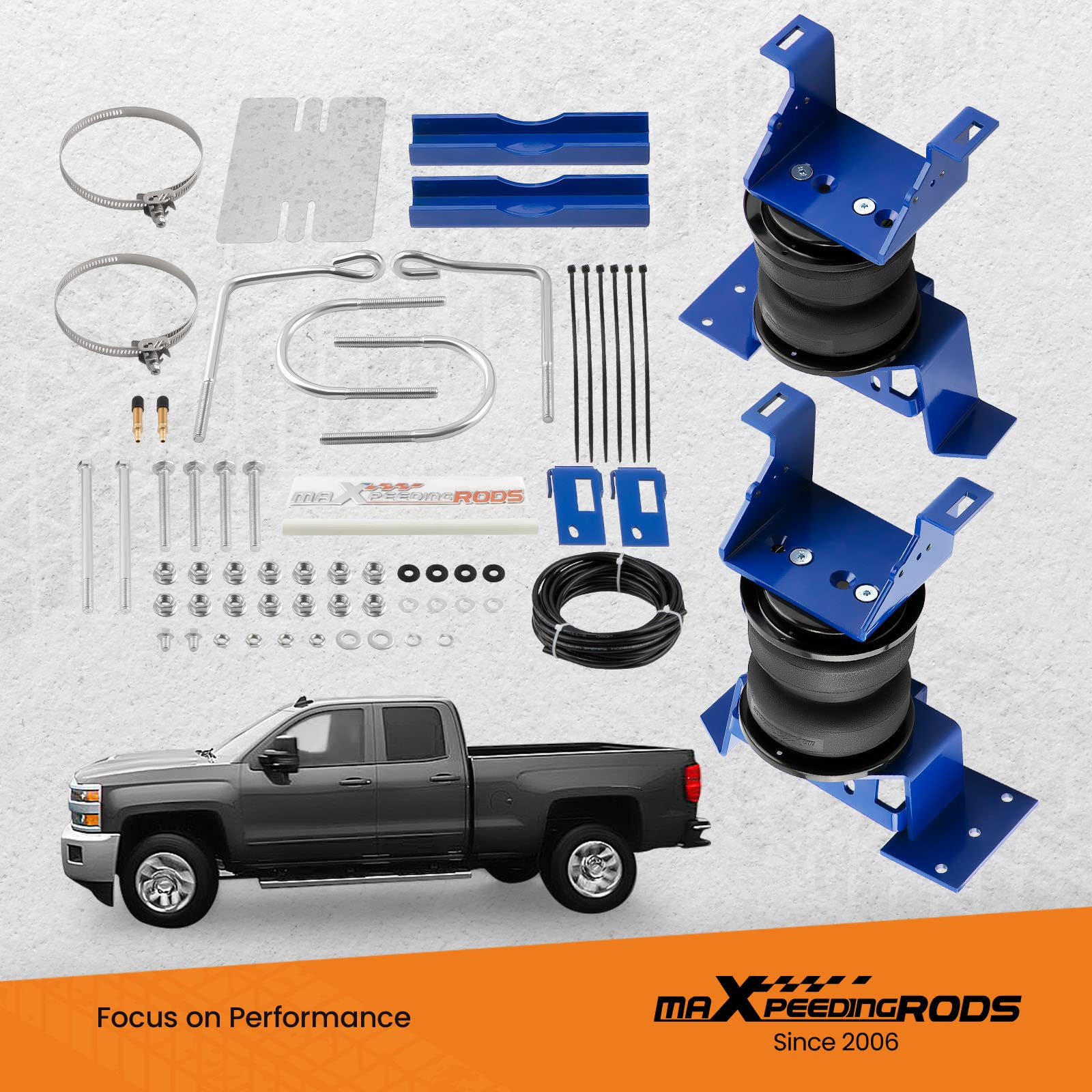 maXpeedingrods 5000 lbs Rear Air Suspension Bags Kit - Compatible with GMC Sierra & Chevrolet Silverado 2500HD/3500HD 4WD (2020-2025 Models) | Heavy Duty Air Spring Kit for Towing, Hauling & Off-Road Adventures