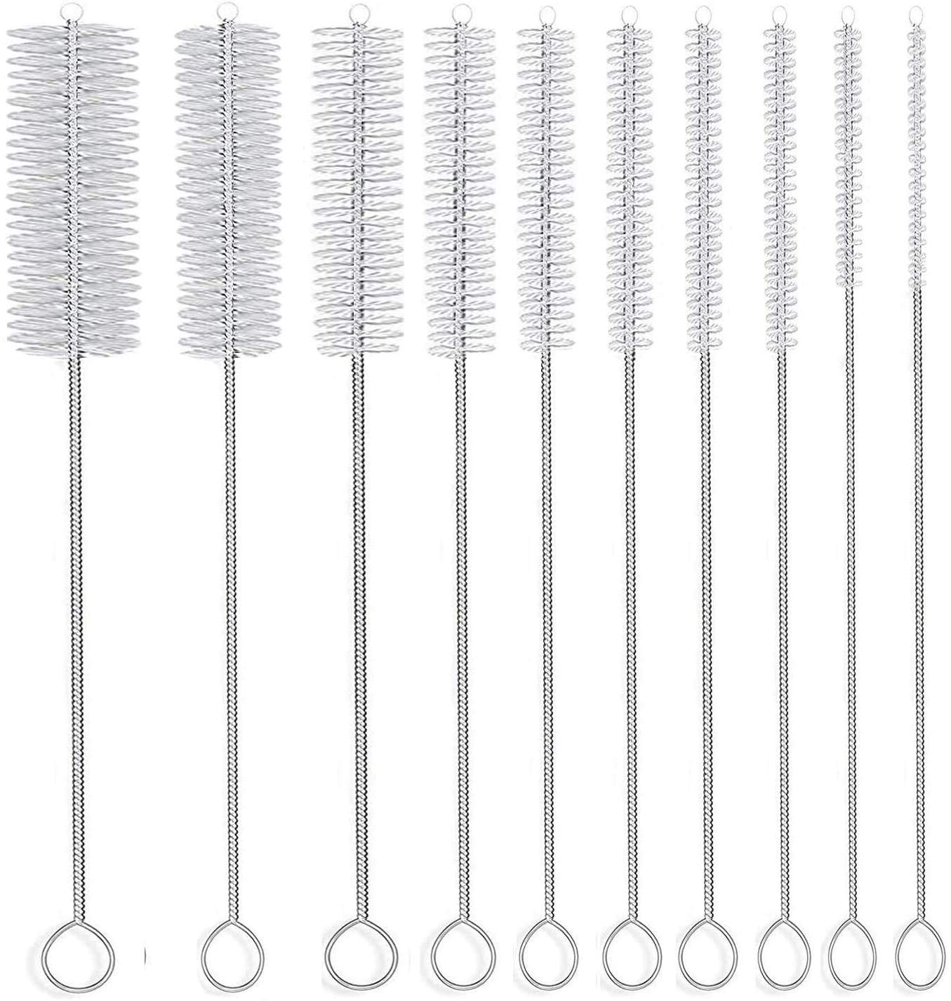 8 Inch Nylon Tube Cleaning Brush Set - 5 Piece Kit with Flexible Handles for Deep Cleaning Bottles, Straws, Pipes, Keyboards, Glass & Guns | Heavy Duty Cleaning Brushes for Home, Kitchen, Office & Automotive Detailing