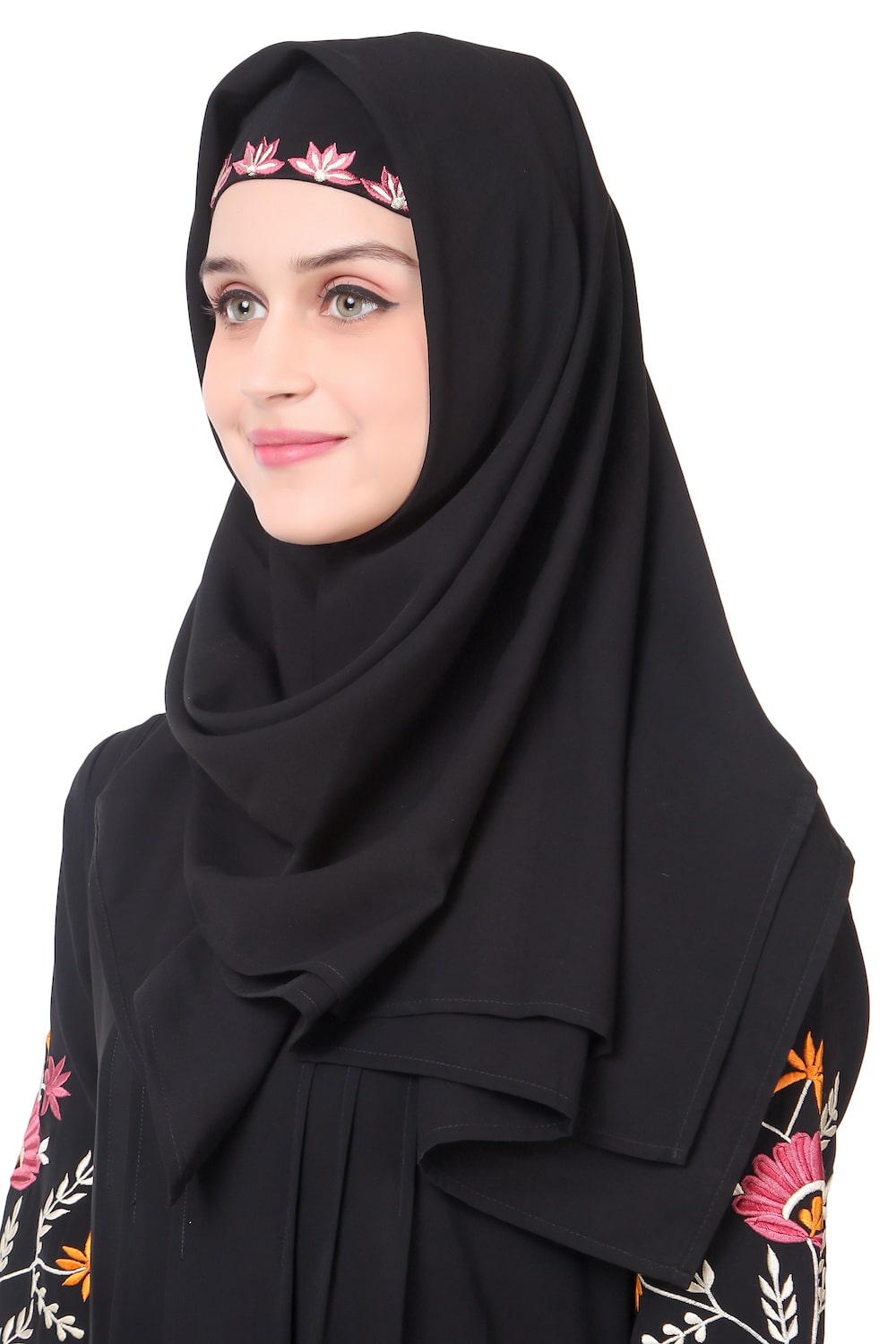 Embellished Sleeve Pleated Front Abaya Dress - Elegant Muslim Women's Islamic Prayer Dress for Mosque & Special Occasions