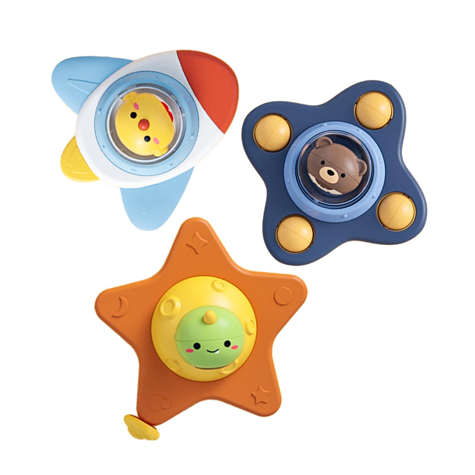3PCS Suction Cup Spinner Toy for Toddlers - Sensory Bath Toys for Babies & Kids, Fun Travel & Learning Spinning Toys, Perfect Birthday Gift for Boys & Girls (Universe Design) - Great for Bath Time, Car Rides & Sensory Play
