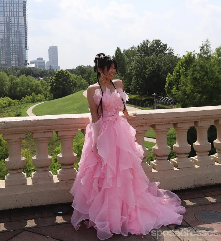 Elegant Pink A-Line Long Prom Dress for Women - Formal Evening Gown for Party, Homecoming, Wedding Guest | Style 13865