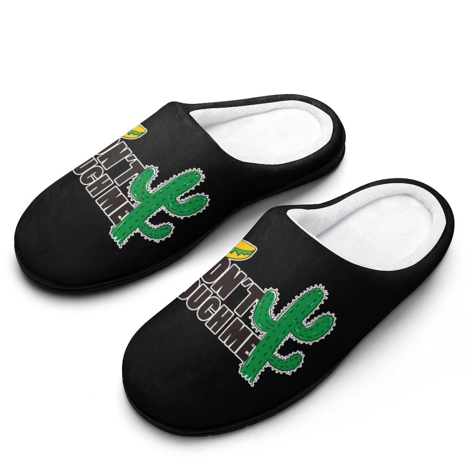 Don't Touch Me Cactus Men's Cotton Slippers - Lightweight Closed Toe House Shoes for Indoor Comfort | Perfect for Home, Lounge & Relaxation