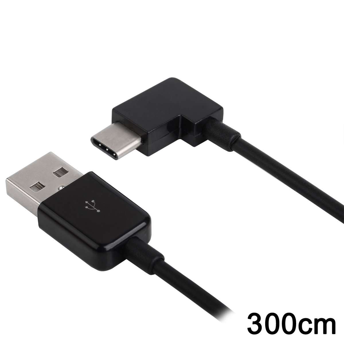 Right Angle USB-C to USB 2.0 Cable 300cm for Tablet & Phone Charging