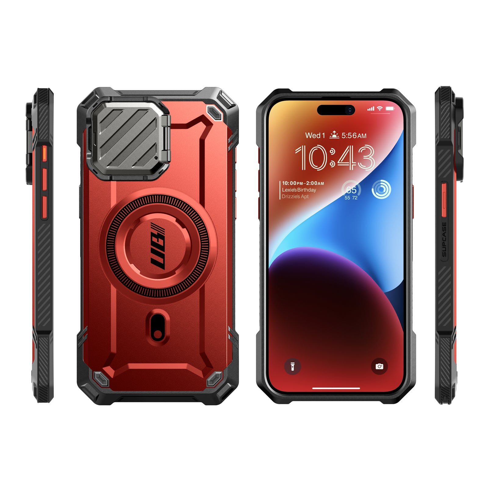 iPhone 15 Pro Max 6.7 Inch Unicorn Beetle MAG XT MagSafe Case - Shockproof Protective Cover with Military-Grade Drop Protection, Wireless Charging Compatible, Metallic Red - Perfect for Outdoor Adventures & Daily Use