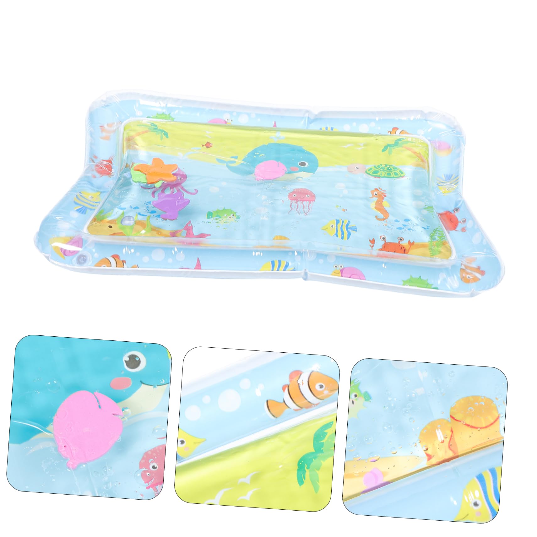 FAVOMOTO 5-Piece Inflatable Baby Tummy Time Mat Set - Water Play Mat, PVC Sensory Toys for Infants, Toddler Development & Bath Time Fun