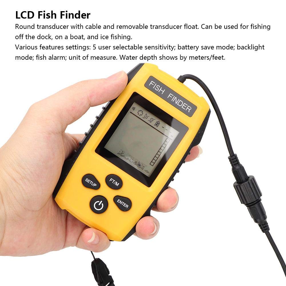 TL88 Portable Fish Finder with Sonar Sensor Transducer & LCD Display - Water Depth Finder for Boat, Ice Fishing, Kayak | Handheld Fish Finder Kit for Freshwater & Saltwater Fishing