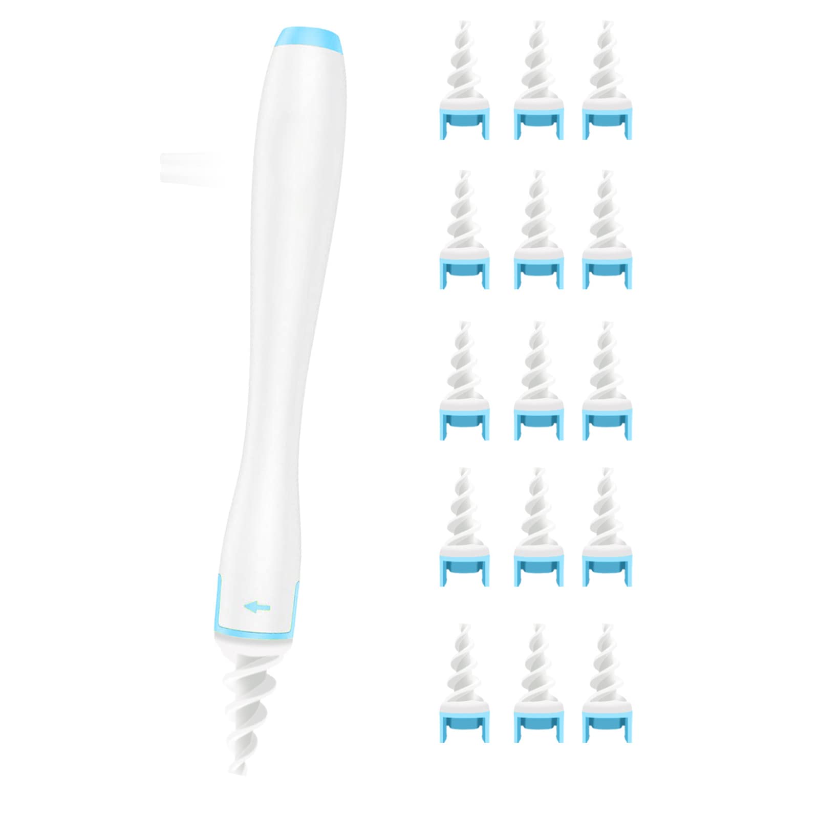 Safe Spiral Earwax Remover Tool - Reusable Ear Cleaner with 16 Replacement Heads for Adults & Kids (Blue) | Gentle Ear Hygiene for Home, Travel & Daily Care