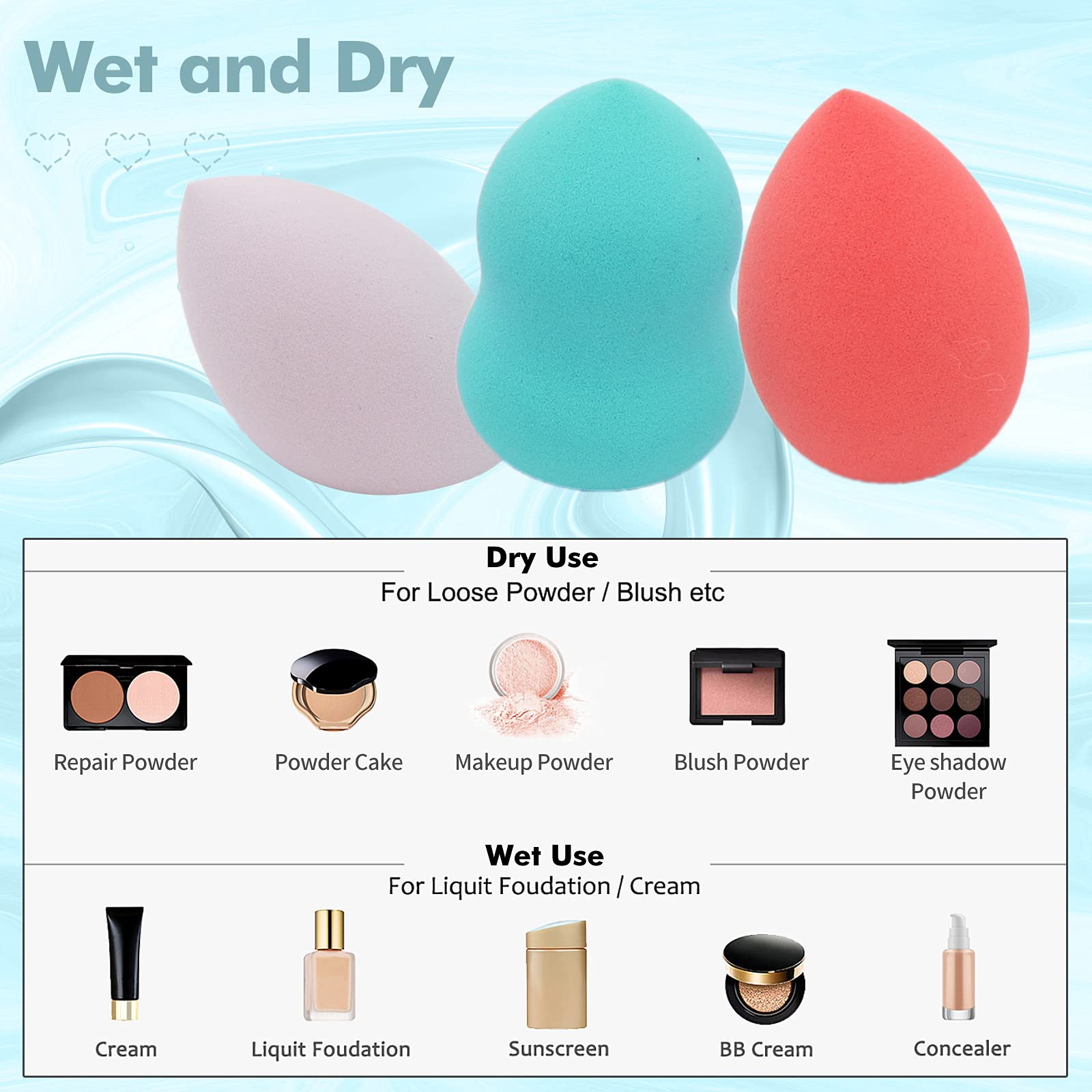 8 PCS Makeup Sponge Set - Latex-Free Vegan Beauty Blenders for Foundation, Powder & Cream | Professional Cosmetic Sponges for Flawless Makeup Application | Perfect for Daily Use, Travel & Professional Makeup Artists