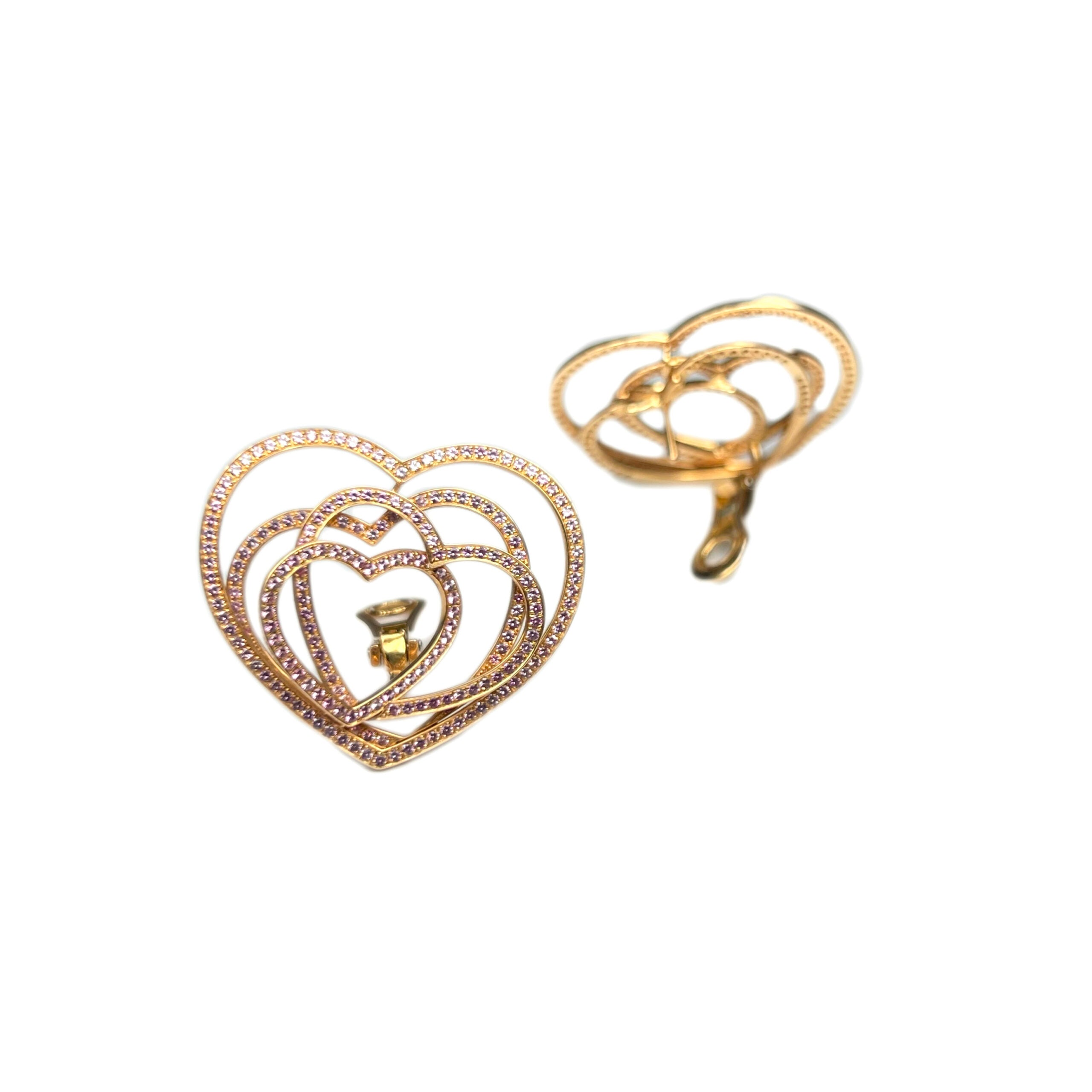 Chopard Cuorissimo Rose Gold Pink Sapphire Heart Stud Earrings for Women - Perfect for Valentine's Day Gifts, Anniversary Presents & Romantic Occasions