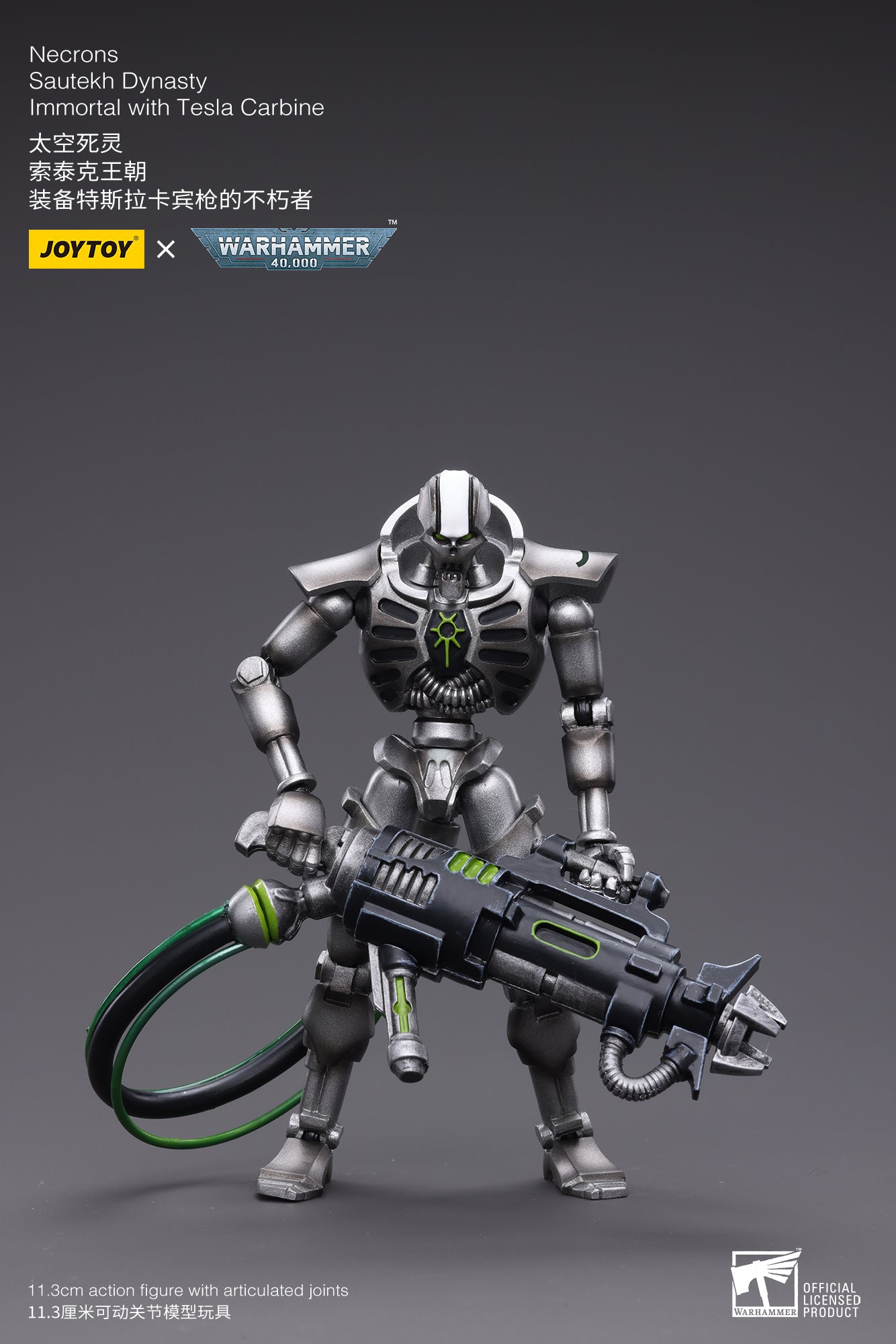 1/18 Scale JOYTOY Warhammer 40K Necrons Sautekh Dynasty Immortal Action Figure with Tesla Carbine - Collectible Miniature for Wargaming, Display & Gift Giving