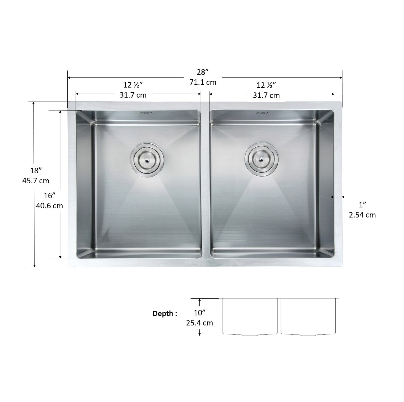 Prestige Series 28-Inch Undermount Stainless Steel Double Bowl Kitchen Sink - 50/50 Design with Satin Finish, Drain Grids & Strainers - Perfect for Modern Kitchens & Heavy-Duty Cooking