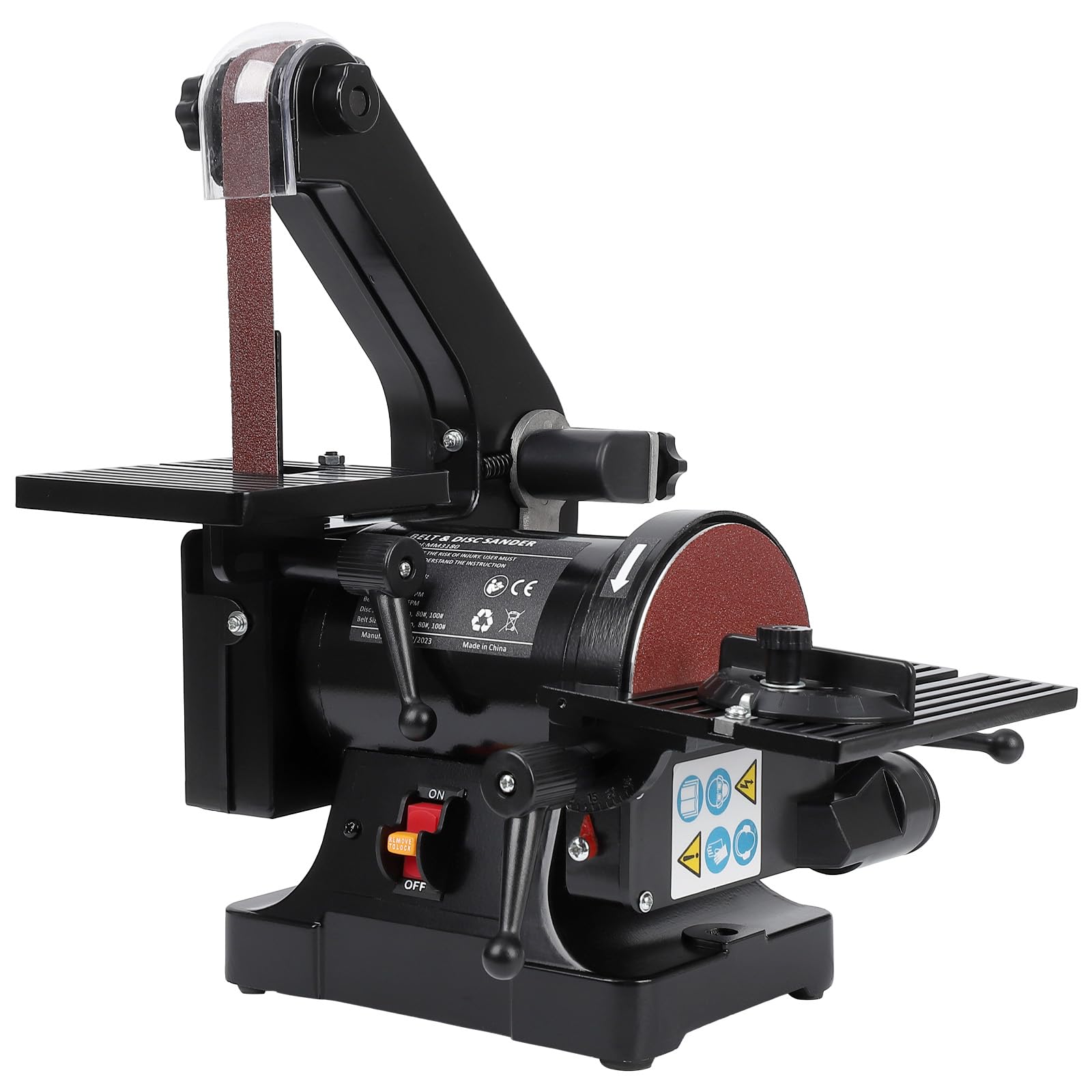 1 x 30 Inch Belt Sander with 5 Inch Disc Sander - 2.1A Powerful Bench Sander for Woodworking, Metal & DIY Projects - Includes 8 x 80 Grit & 4 x 100 Grit Sandpaper - Perfect for Sanding, Polishing & Shaping Wood, Metal & Plastic Surfaces