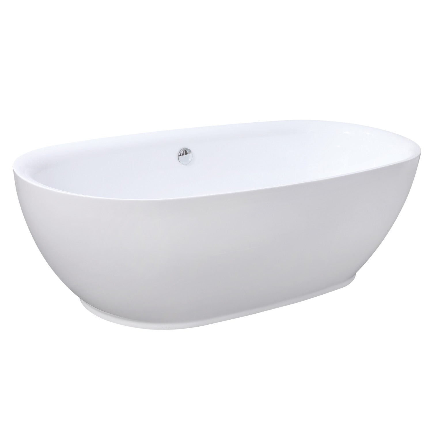 Aqua Eden 71-Inch Acrylic Oval Freestanding Bathtub - Double Ended Soaking Tub with Drain - Glossy White Finish for Luxury Bathroom & Spa Relaxation