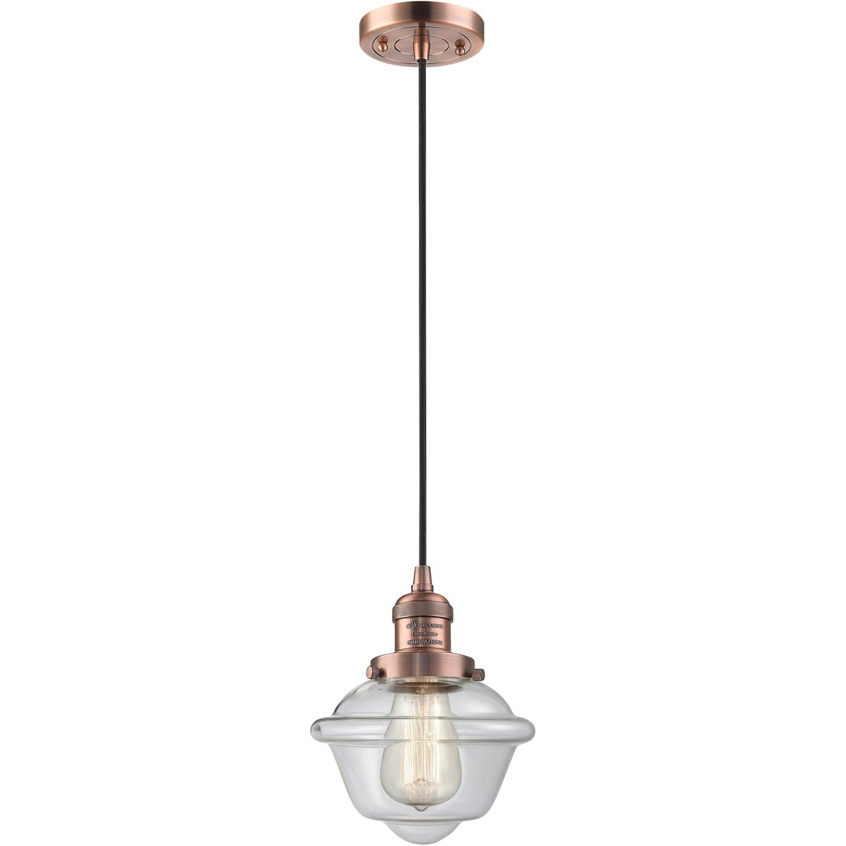 Innovations 201C-AC-G532-LED Mini LED Pendant Light in Antique Copper Finish - Perfect for Kitchen Island, Dining Room, and Bar Lighting