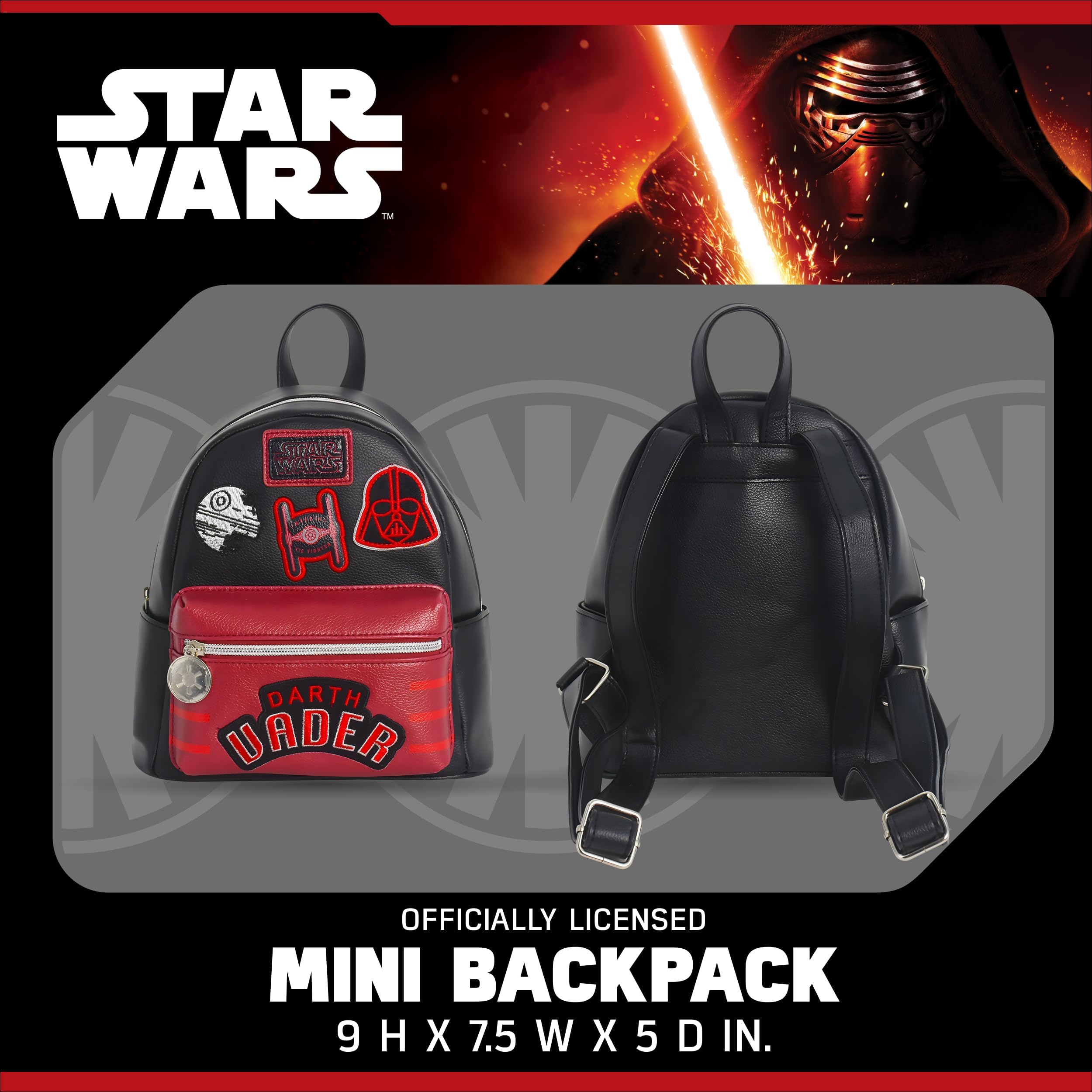STAR WARS Darth Vader Mini Backpack - 9 Inch Small Travel Bag for Men & Women, Lightweight & Durable, Perfect for Cosplay, Conventions & Everyday Use