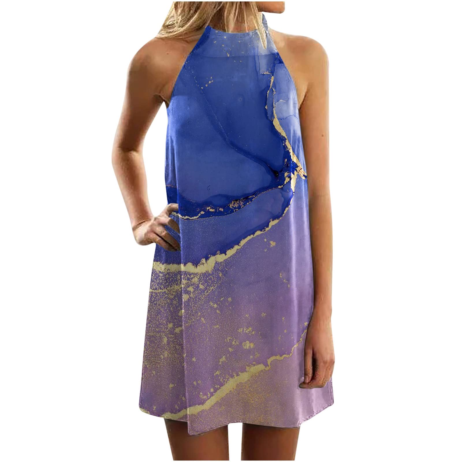 Women's Floral Print Sleeveless Shift Mini Dress - Casual Summer Tank Sundress for Beach, Vacation & Outdoor Activities