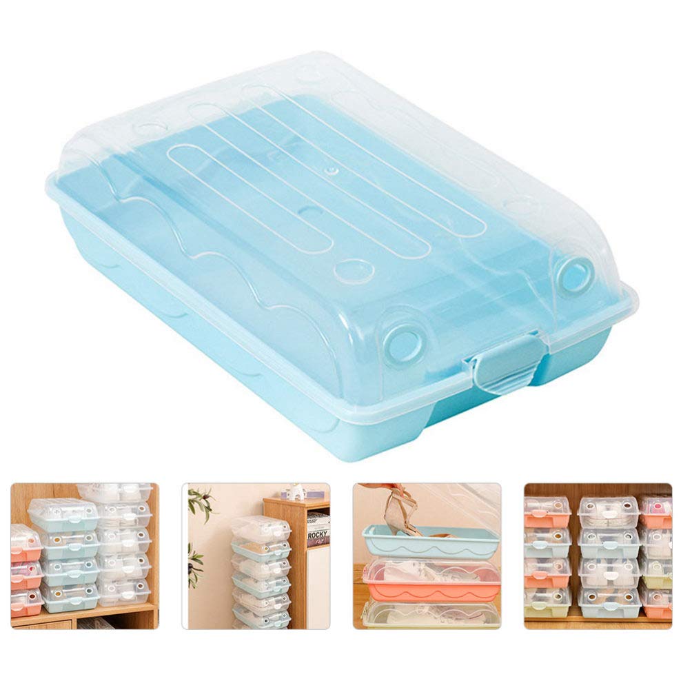 1pc Clear Plastic Clamshell Storage Box - Shoe Organizer, Socks Container, Underwear & Toy Storage Case - Perfect for Sneakers, Loafers, Stockings & Home Organization