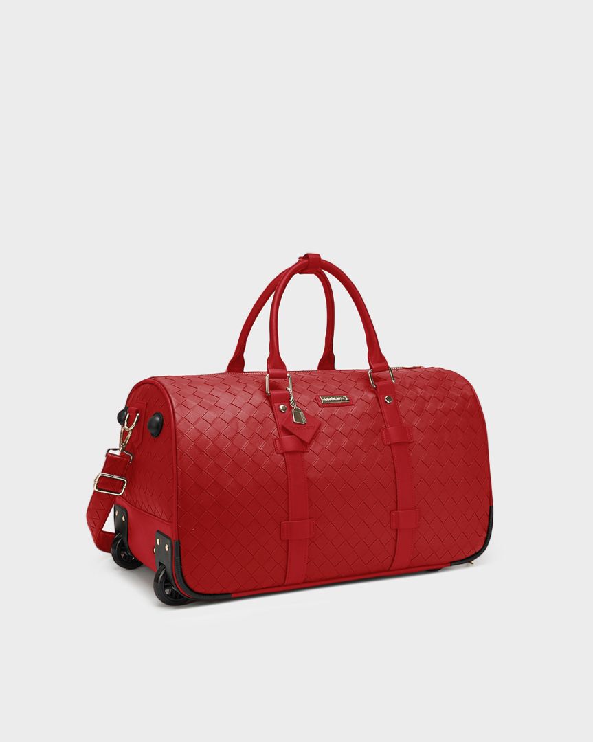 Bodega Rolling Duffle Bag - Large Red Travel Luggage with Wheels for Gym, Sports & Weekend Getaways | Durable Spinner Suitcase for Men & Women