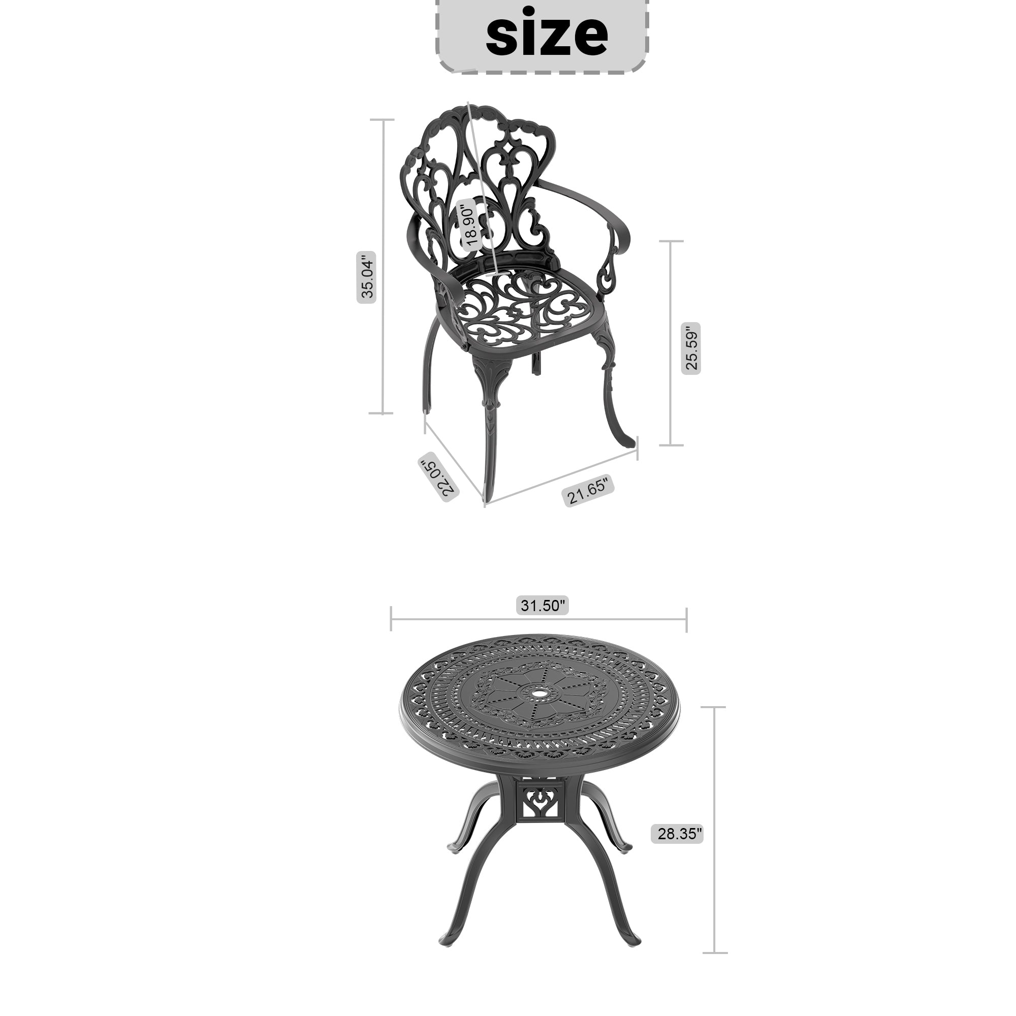 5-Piece Cast Aluminum Patio Furniture Set with Cushions - Outdoor Dining & Lounge Set for Garden, Poolside, and Backyard Relaxation