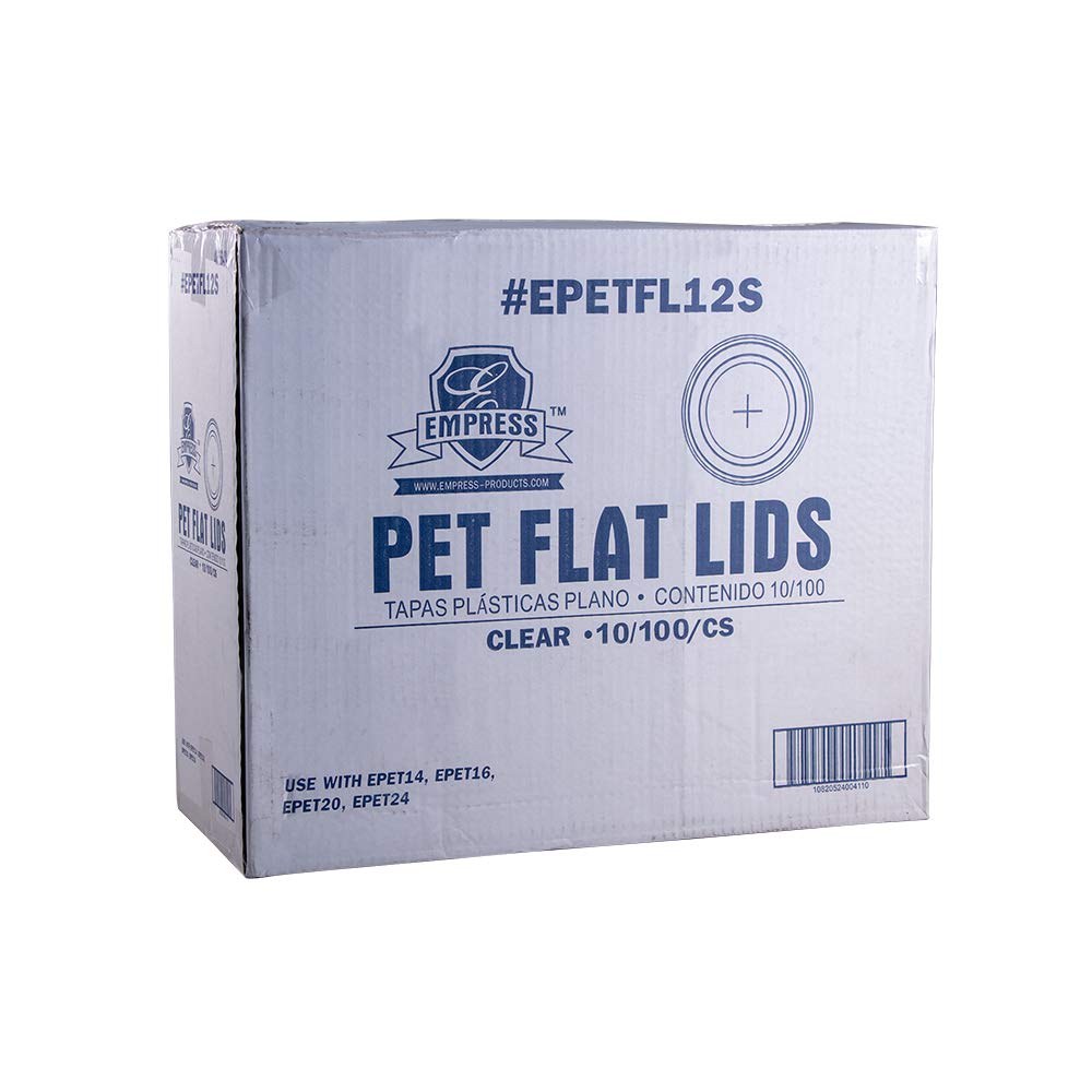 EPETFL12S Empress Flat Straw Slot Lid - Fits 12oz to 24oz PET Cups (20/50 Case) - Perfect for Bubble Tea, Iced Coffee, and Smoothie Shops