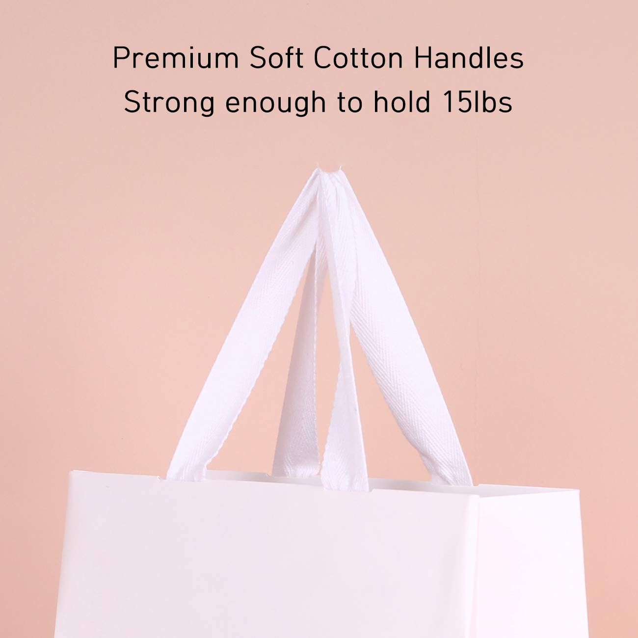 10-Pack Large White Paper Gift Bags with Cotton Handles - 15.7x5.5x11.8 Inches - Thick & Sturdy for Wedding, Birthday, Baby Shower & Party Favors