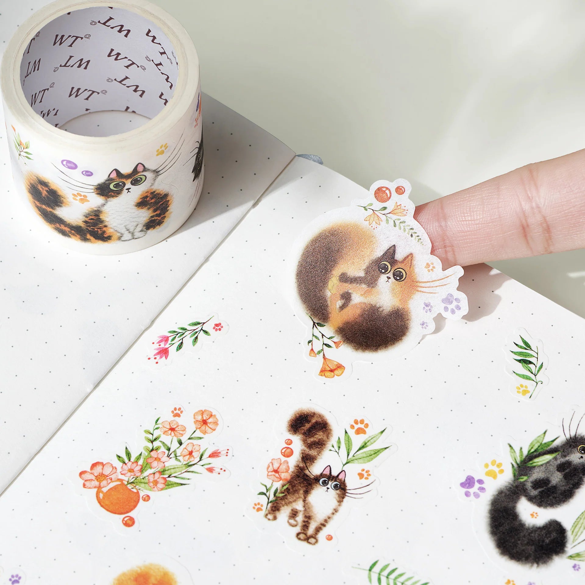 Cat Mood Washi Tape Sticker Set - 50pcs Cute Cat Pattern Decorative Tape for Scrapbooking, Journaling, DIY Crafts - Perfect for Bullet Journals, Gift Wrapping & Home Decor