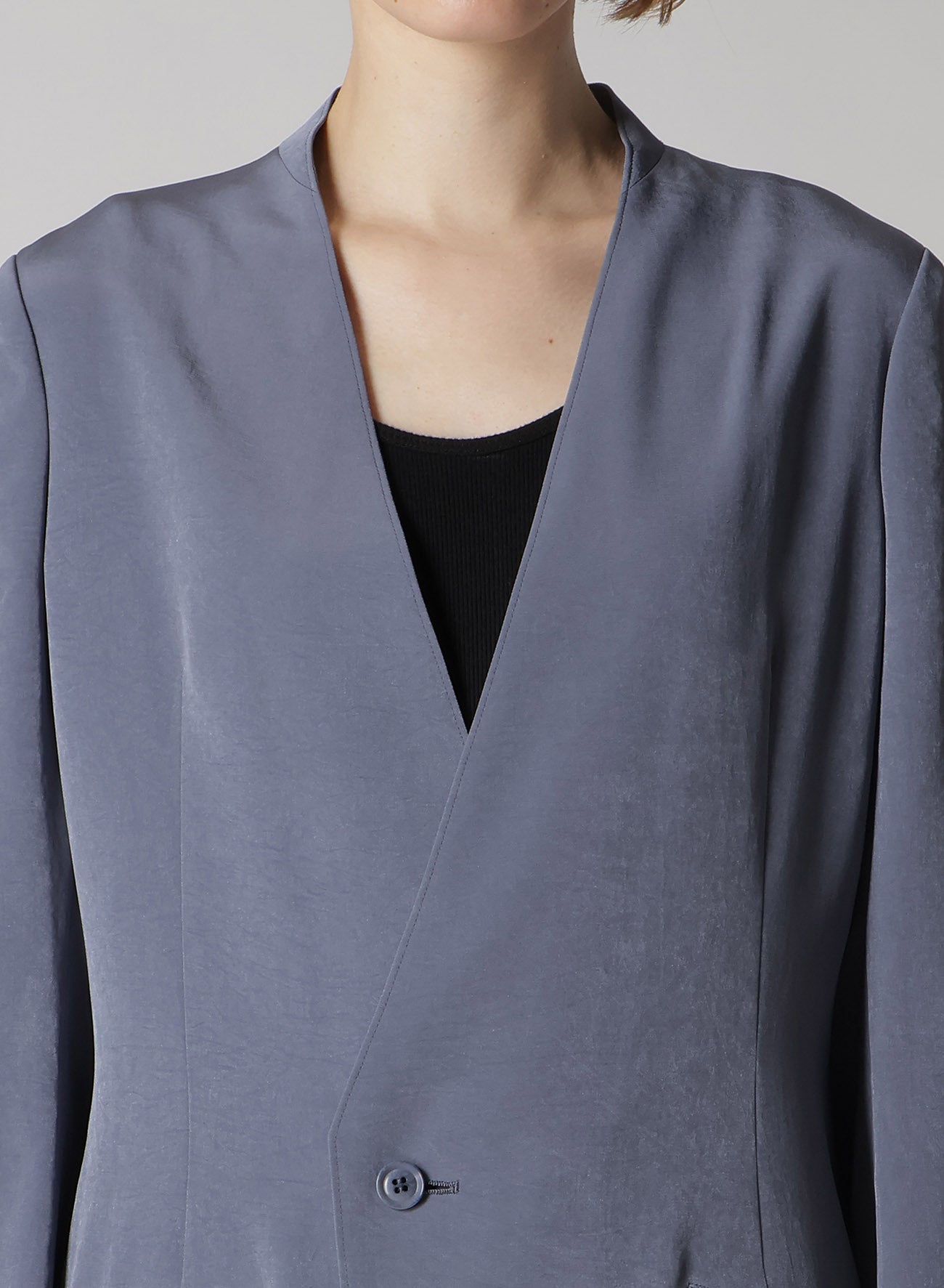 Elegant Crepe de Chine Collarless Jacket for Women - Lightweight & Stylish Blazer for Office, Dinner, and Casual Wear