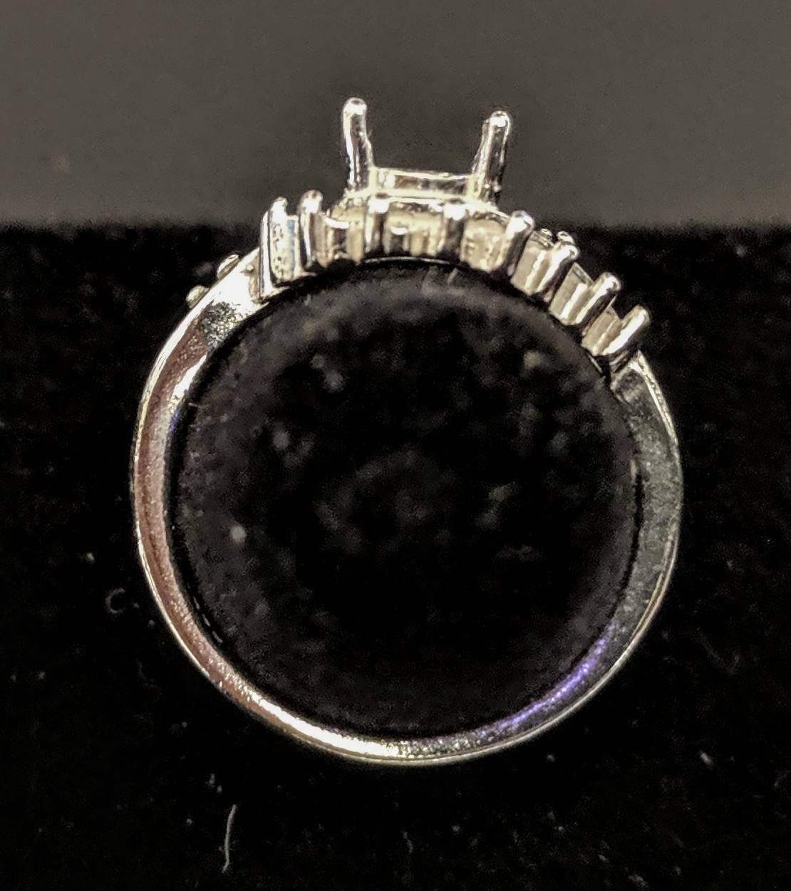 8x6mm Oval Cluster Bypass Pre-Notched Blank Ring Setting - Solid Sterling Silver or 14K Gold - Size 7 (163548/143548) - Perfect for Wedding Bands, Engagement Rings & Jewelry Making