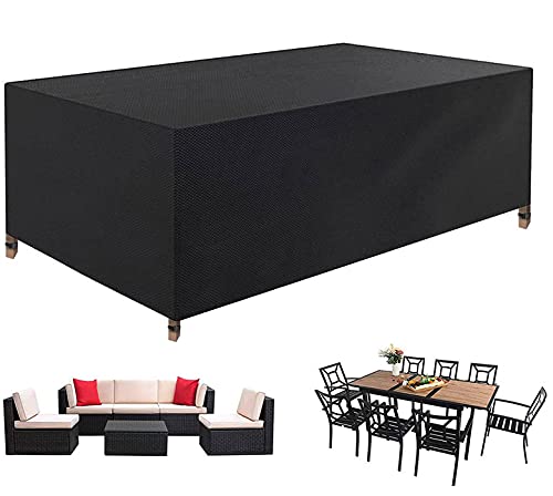 Diymood Waterproof Outdoor Patio Furniture Covers - Rectangle Garden Furniture Protector for Table, Chair & Sofa - UV Resistant, Windproof, Rain & Snow Proof (200x160x70cm/78.7x63x27.5in Black) - Perfect for Backyard, Lawn & Poolside Protection