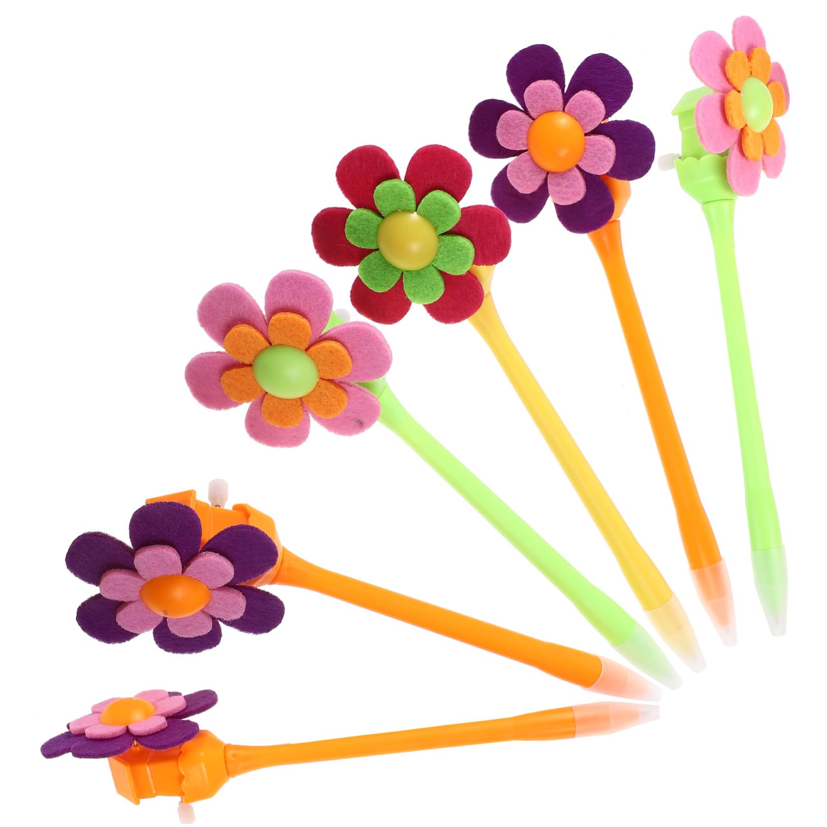 NUOBESTY 12 Pack Decorative Ballpoint Pens with Flower Design - 0.7mm Fine Point Rotating Flower Pens for Office, School, Journaling & Gift Giving