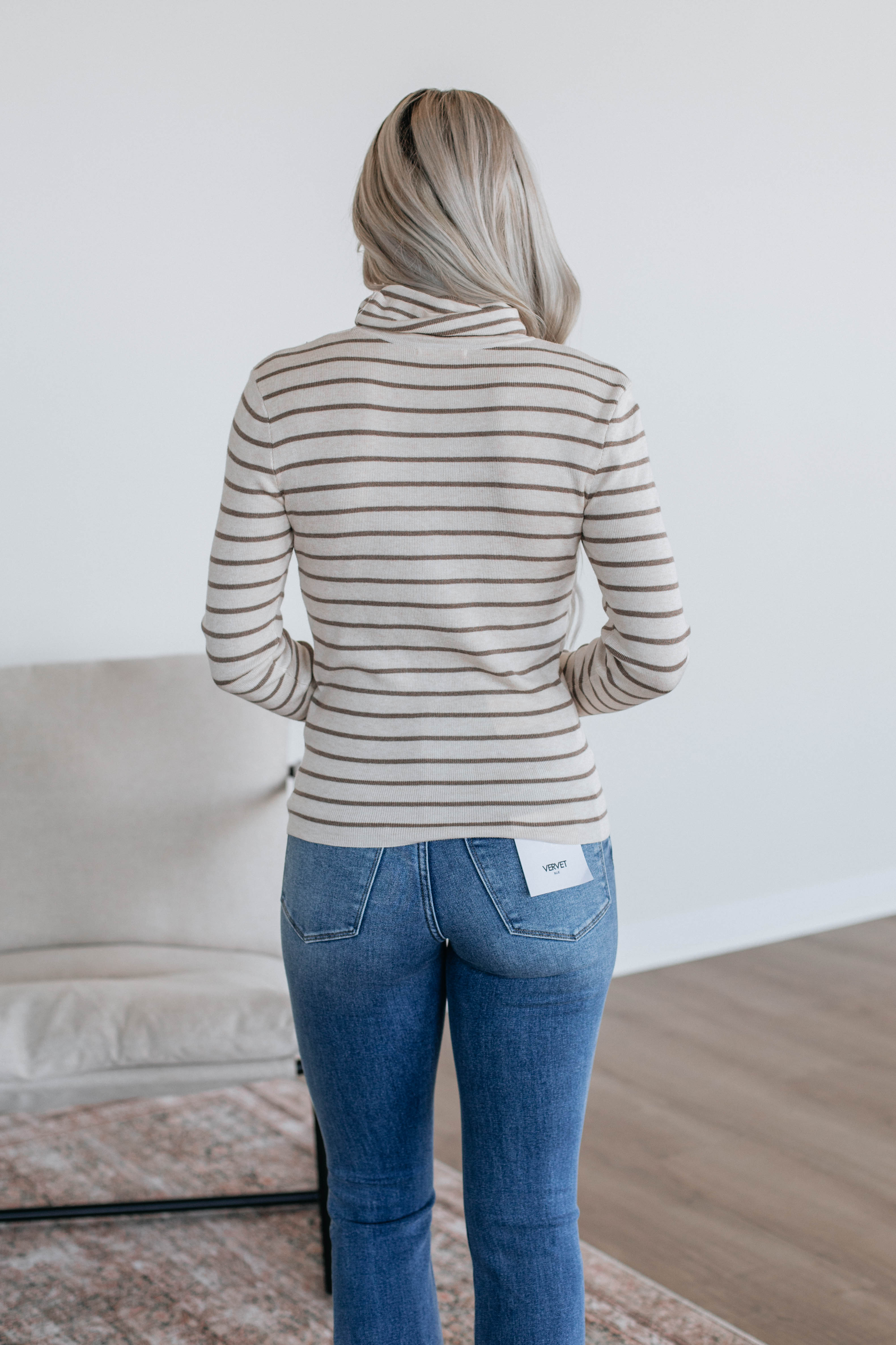 Berkeley Striped Sweater Oatmeal - Soft Cotton Knit Pullover for Women | Cozy Fall & Winter Fashion | Perfect for Casual Outings & Office Wear