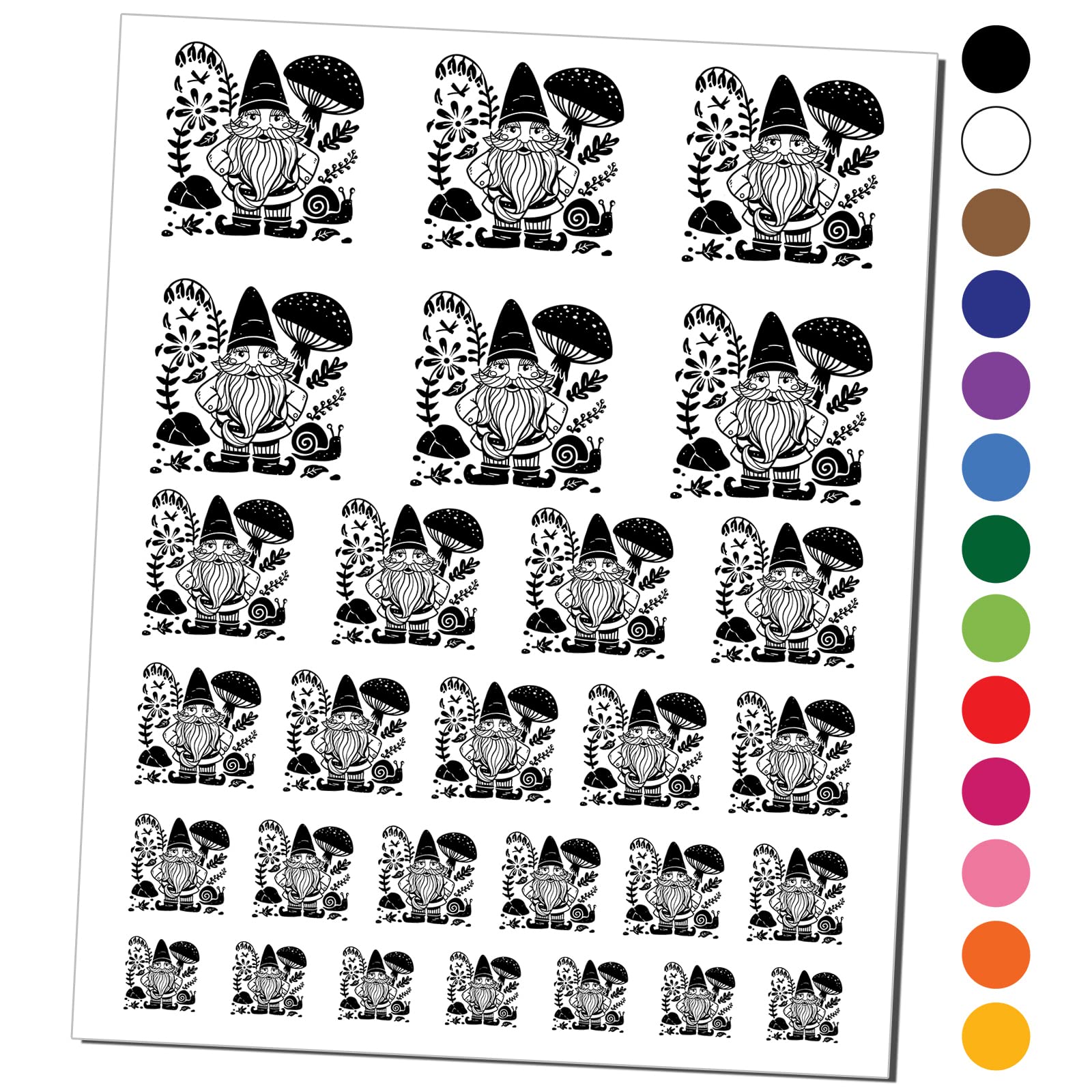 Waterproof Fake Tattoo Set - Black Garden Gnome Temporary Body Art Stickers | Perfect for Halloween Costumes, Themed Parties & Festival Body Decorations