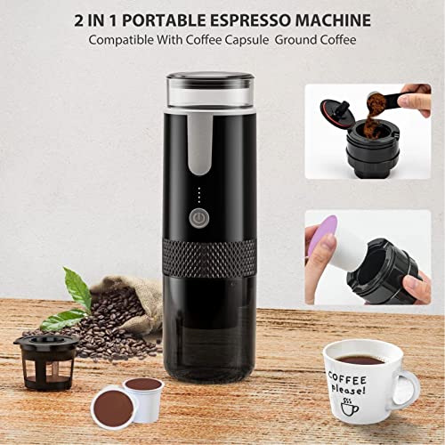 Portable Manual Coffee Maker for K-Cup & Ground Coffee - Handheld Espresso Machine for Camping, Hiking & Travel | No Heating, One-Button Operation | Perfect for Outdoor Adventures & Office Use