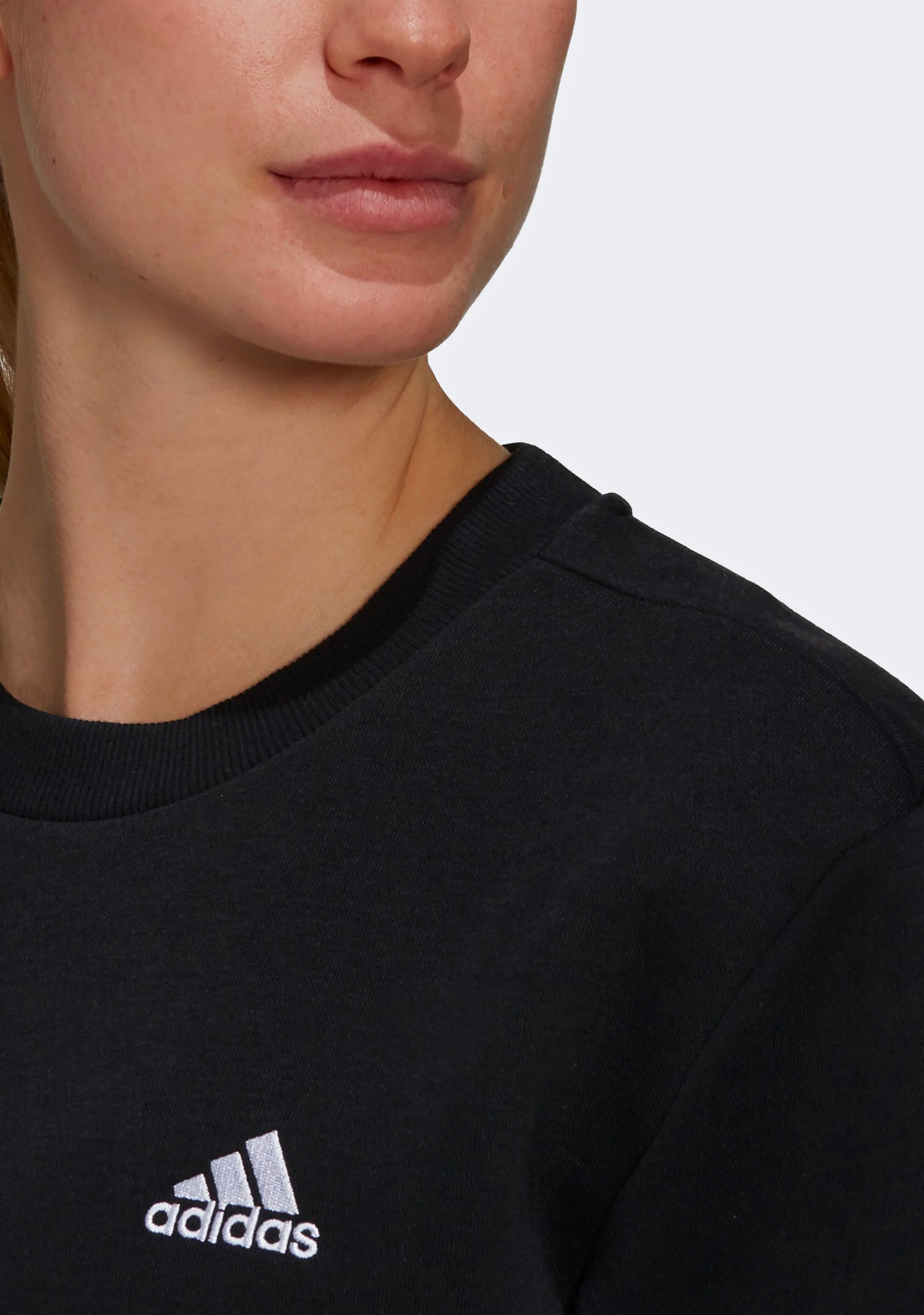 Adidas Women's Essentials Small Logo Fleece Cropped Sweatshirt | Soft Casual Pullover Hoodie for Women | Perfect for Gym, Running & Everyday Wear