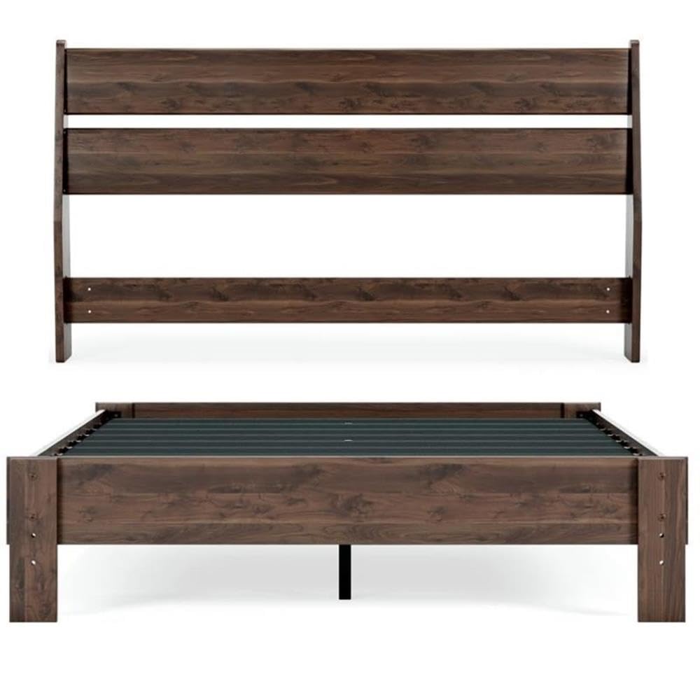 Home Square 2-Piece Queen Bedroom Set with Upholstered Headboard & Sturdy Platform Bed in Rich Mocha Finish - Perfect for Modern Master Bedrooms & Guest Rooms