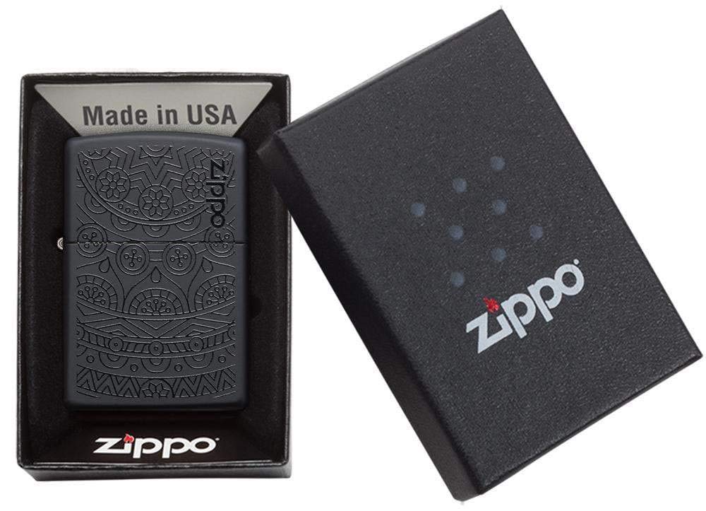 Zippo Black Matte Pocket Lighter - Classic Windproof Design with Tone on Tone Finish | Perfect for Outdoor Adventures, Camping & Everyday Carry