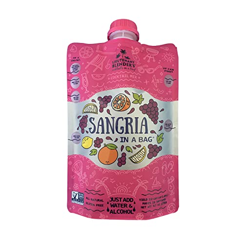 Lt. Blender's Sangria in a Bag – Premium Wine Slushie Mix – Non-GMO Freezer Mix for Red Sangria – Makes 1/2 Gallon – Use with Wine, Liquor or as a Mocktail – Perfect for Parties, BBQs & Summer Gatherings (Pack of 1)