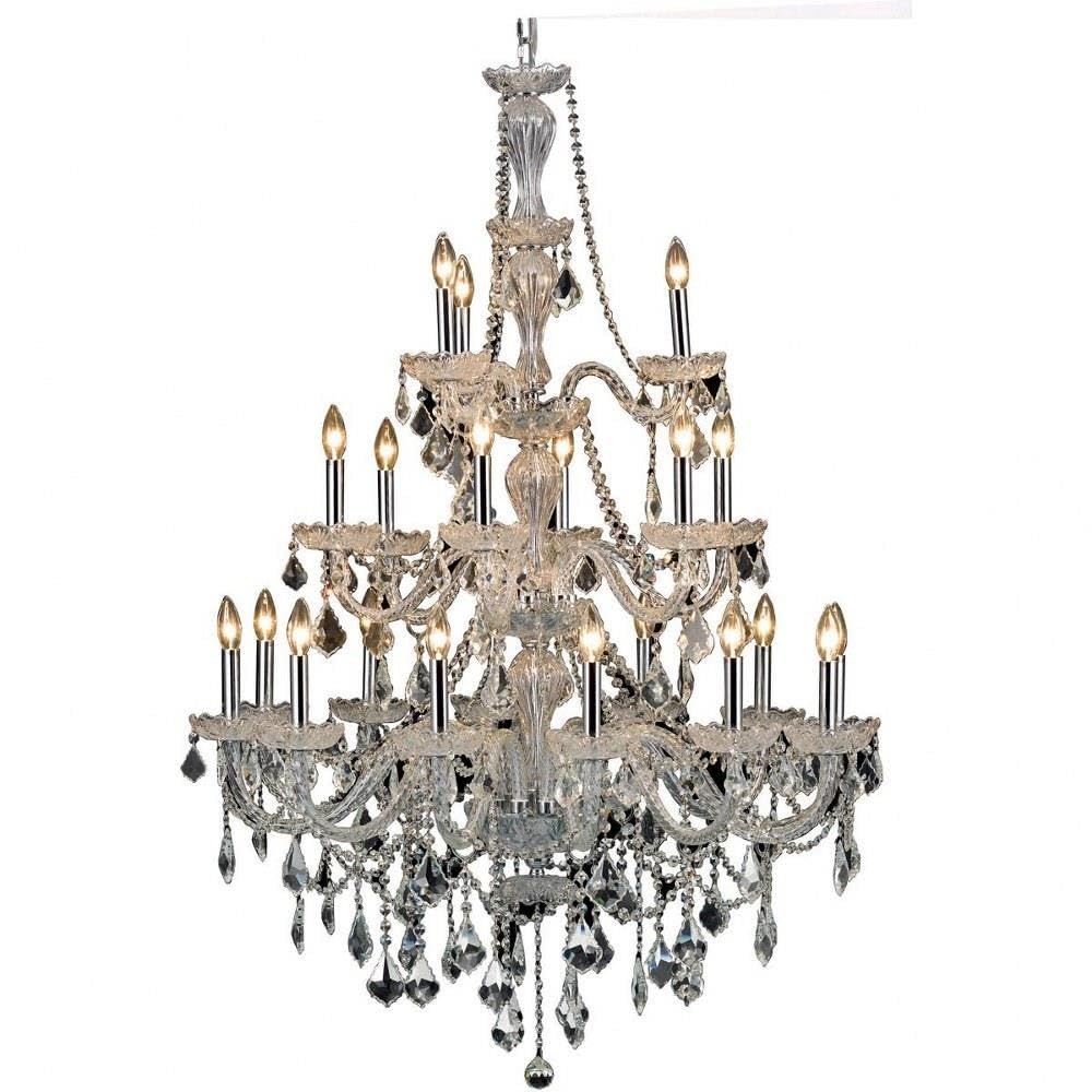 Giselle 21-Light Chrome Chandelier with Clear Royal Cut Crystal - Elegant Dining Room Lighting for Home Decor & Luxury Interior Design