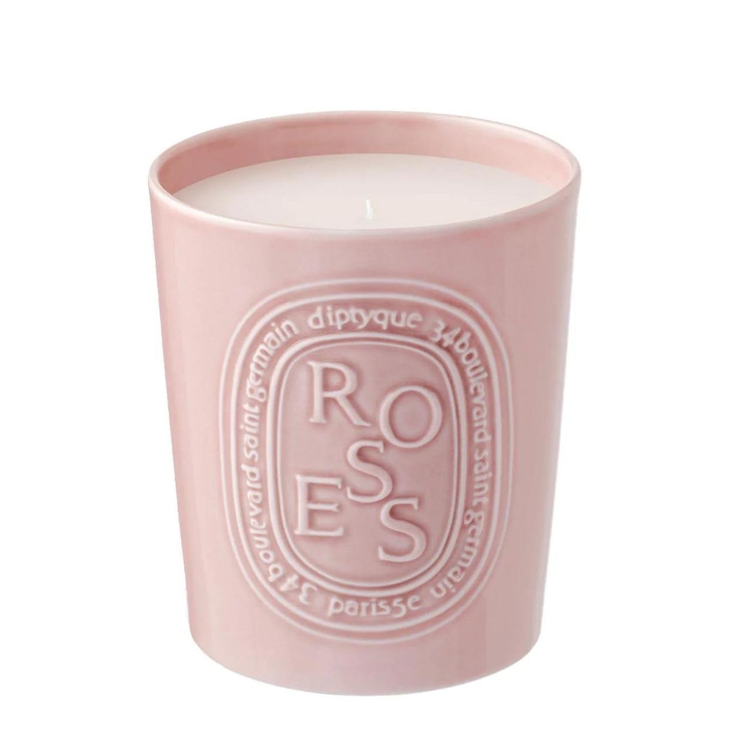Diptyque Roses Scented Candle - 600g (21.1 oz) Luxury Soy Wax Candle in Porcelain Jar - 100 Hours Burn Time - Floral Home Decor for Bedroom, Bathroom & Living Room - Romantic Gift for Women