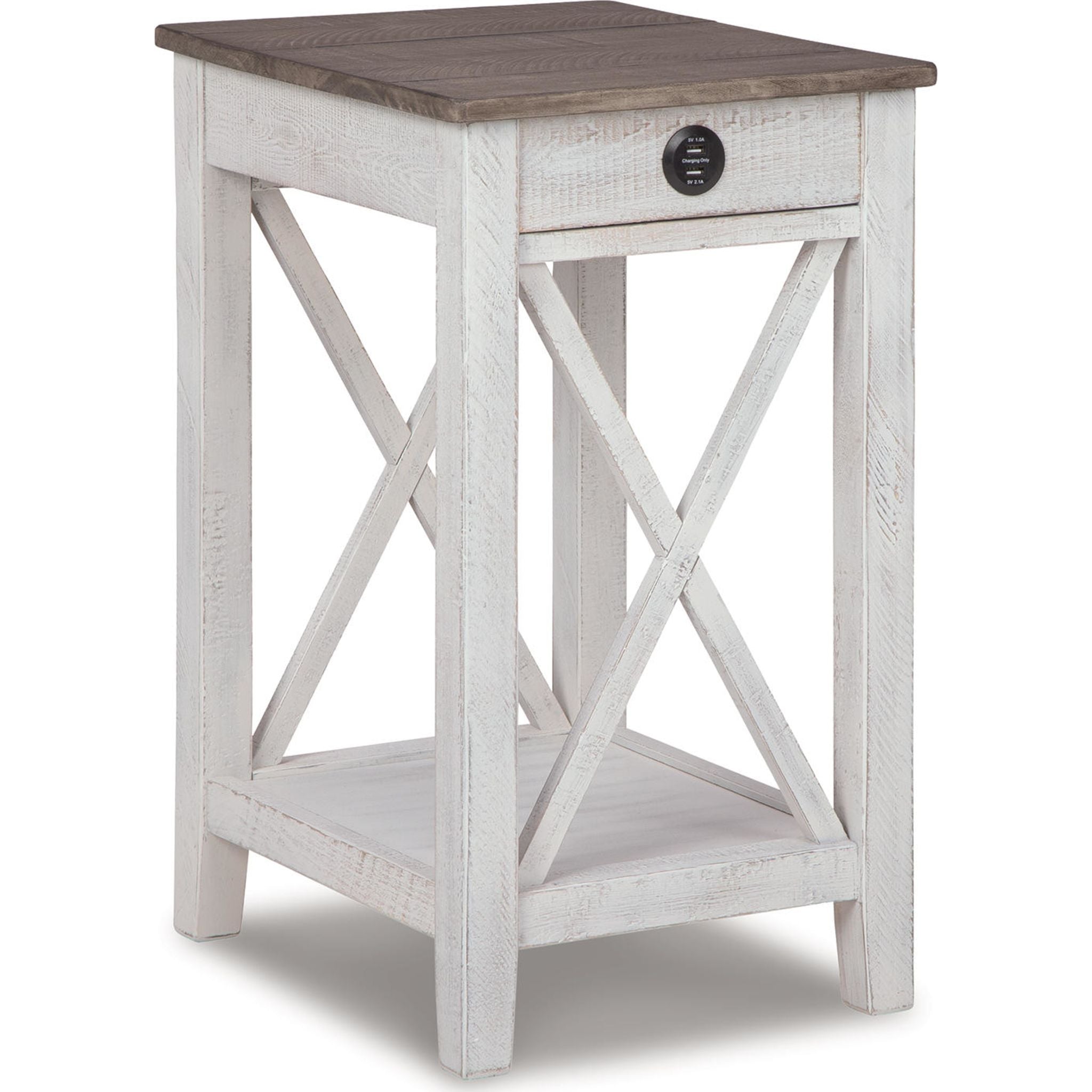 Adalane Modern Accent Table - White & Gray Side Table for Living Room, Bedroom, or Office - Perfect for Small Spaces & Home Decor